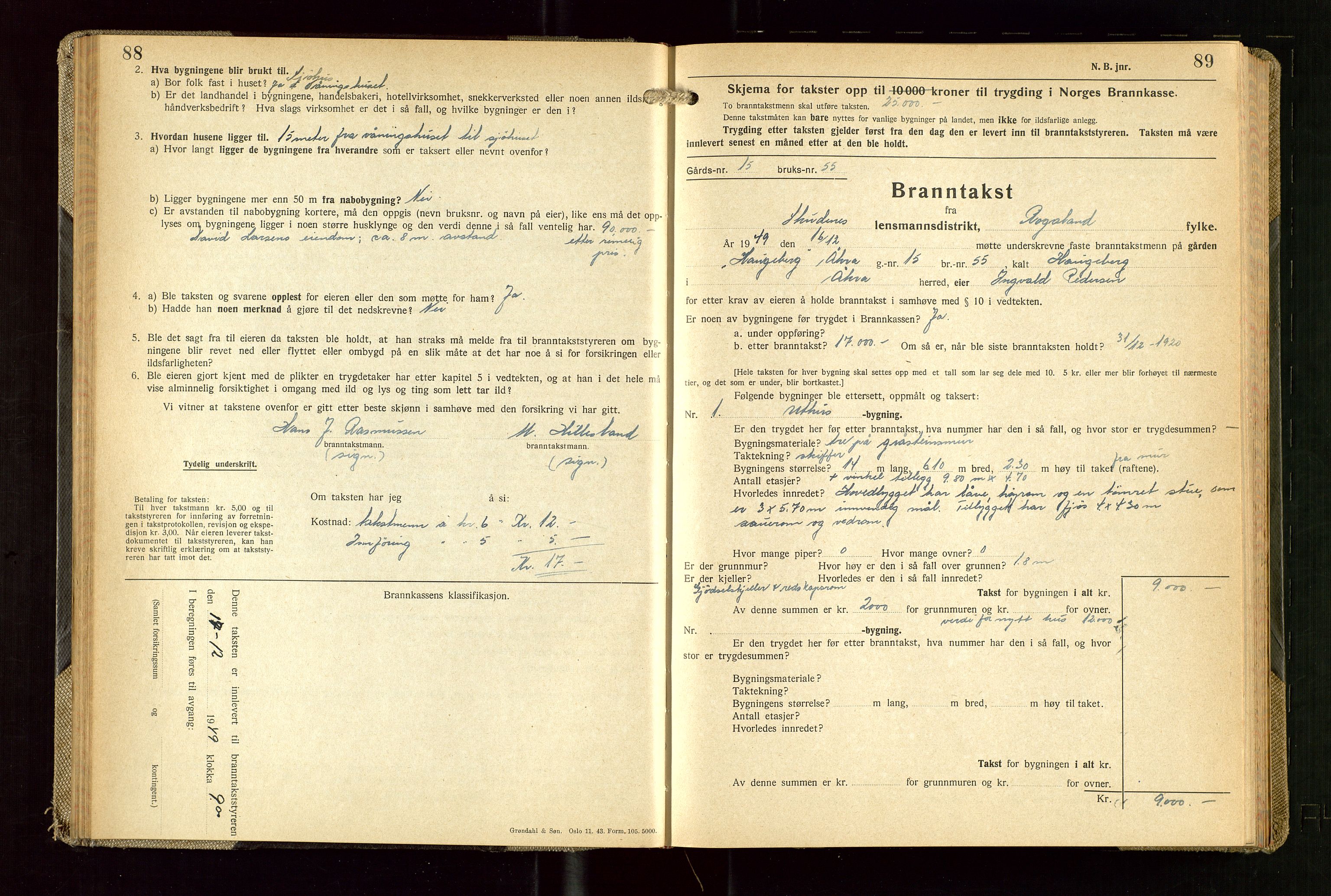 Skudenes lensmannskontor, AV/SAST-A-100444/Gob/L0003: "Brandtakstprotokoll", 1942-1954, p. 88-89