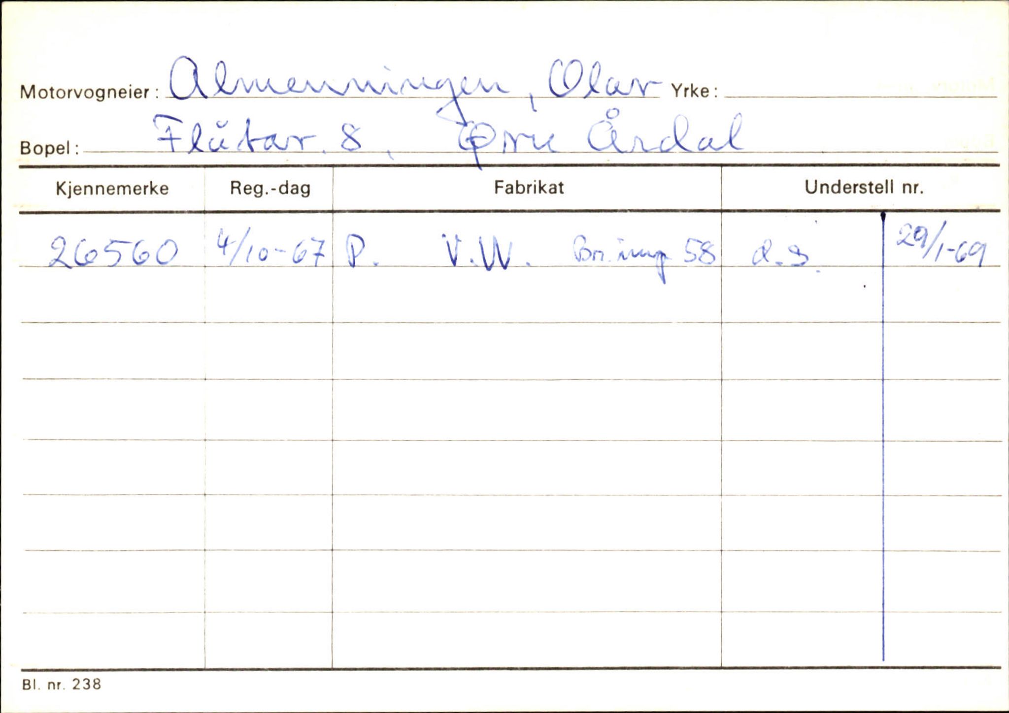 Statens vegvesen, Sogn og Fjordane vegkontor, AV/SAB-A-5301/4/F/L0144: Registerkort Vågsøy A-R, 1945-1975, p. 25