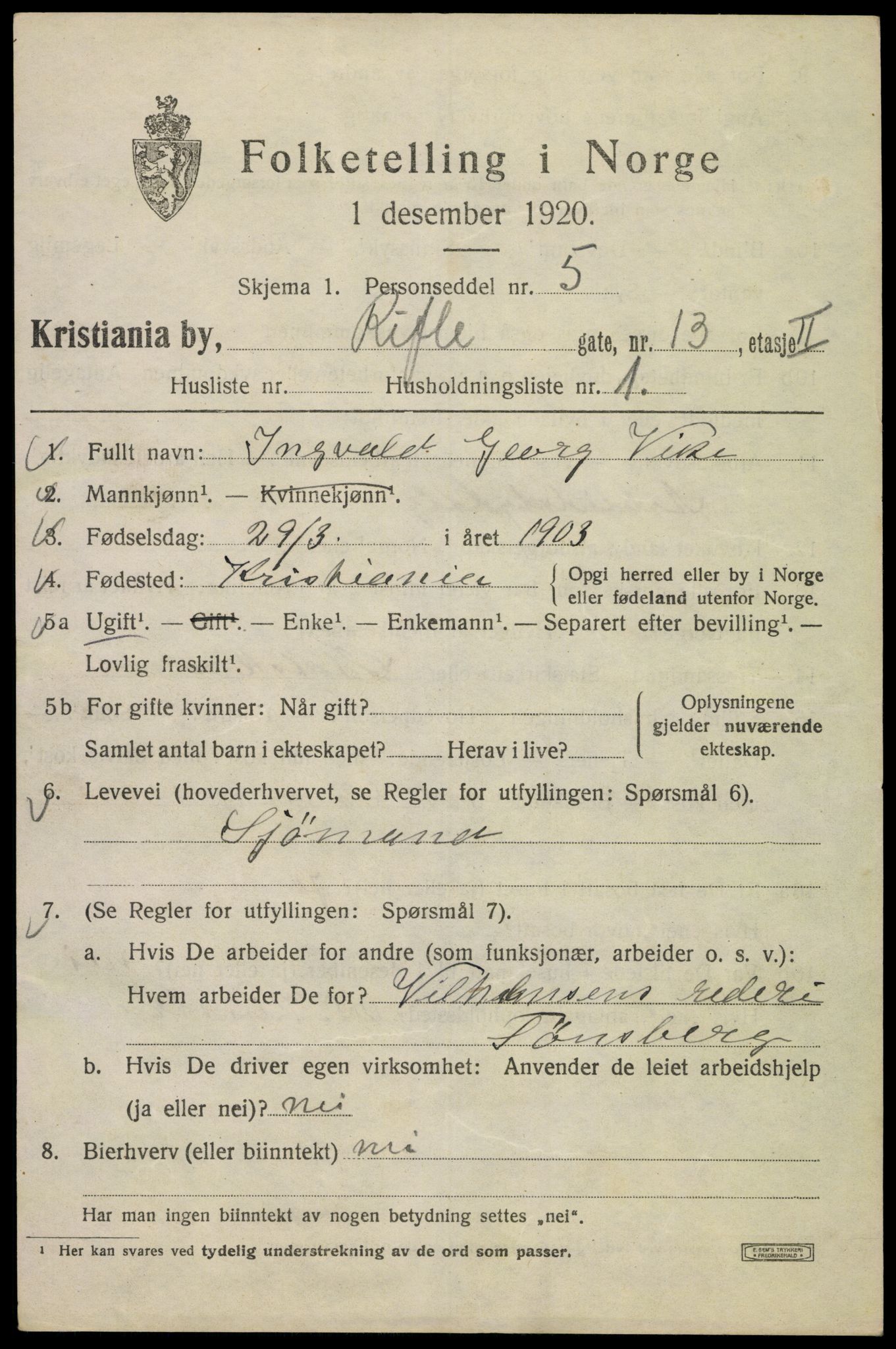 SAO, 1920 census for Kristiania, 1920, p. 462997