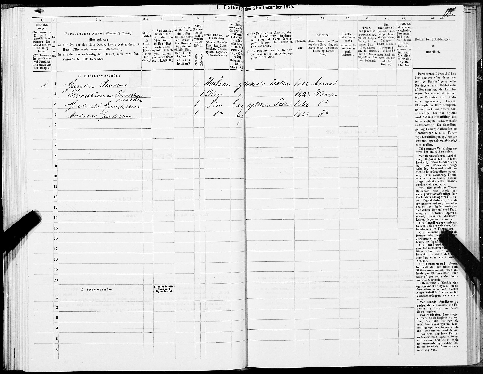 SAT, 1875 census for 1865P Vågan, 1875, p. 1118