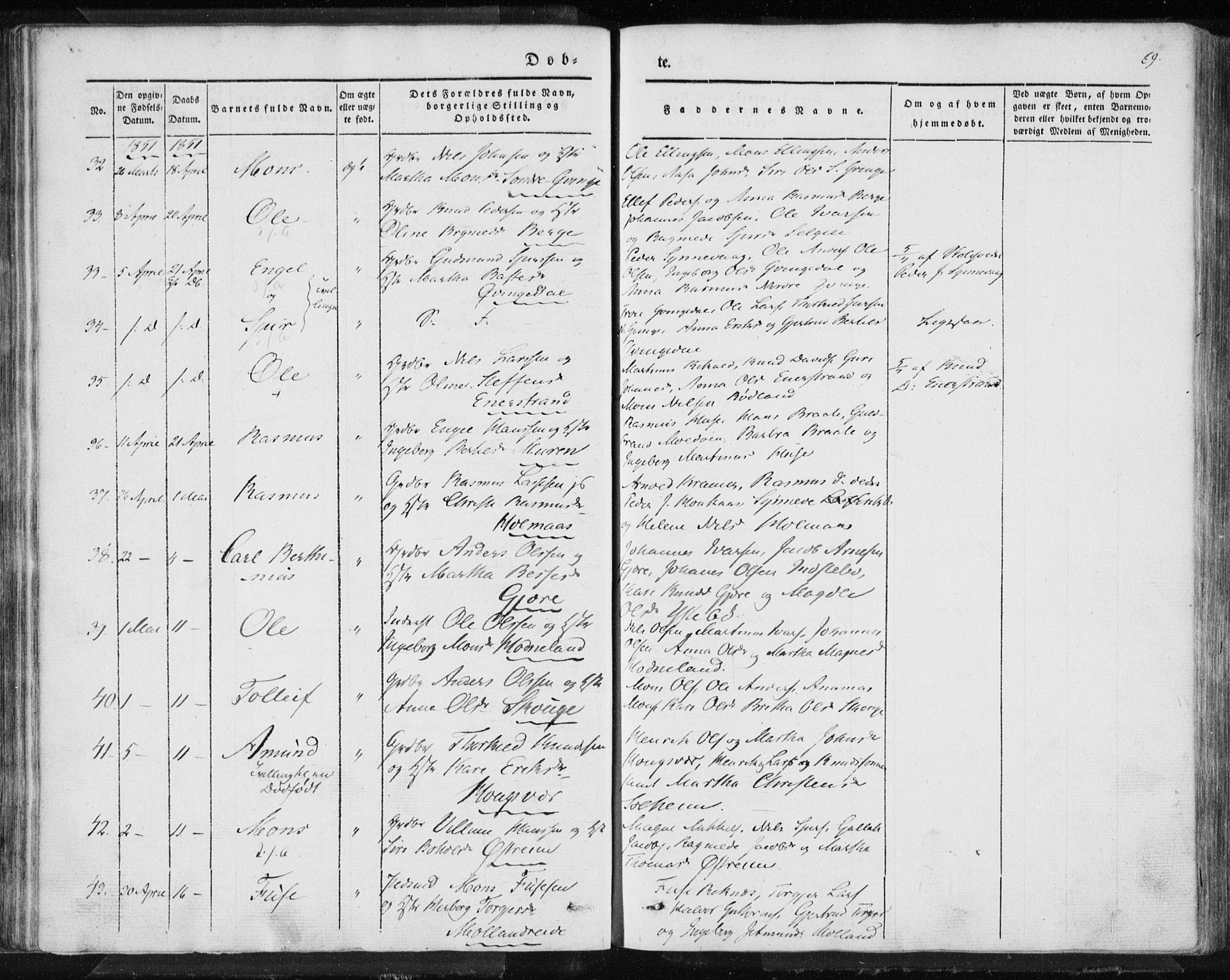 Lindås Sokneprestembete, AV/SAB-A-76701/H/Haa/Haaa/L0010: Parish register (official) no. A 10, 1842-1862, p. 69