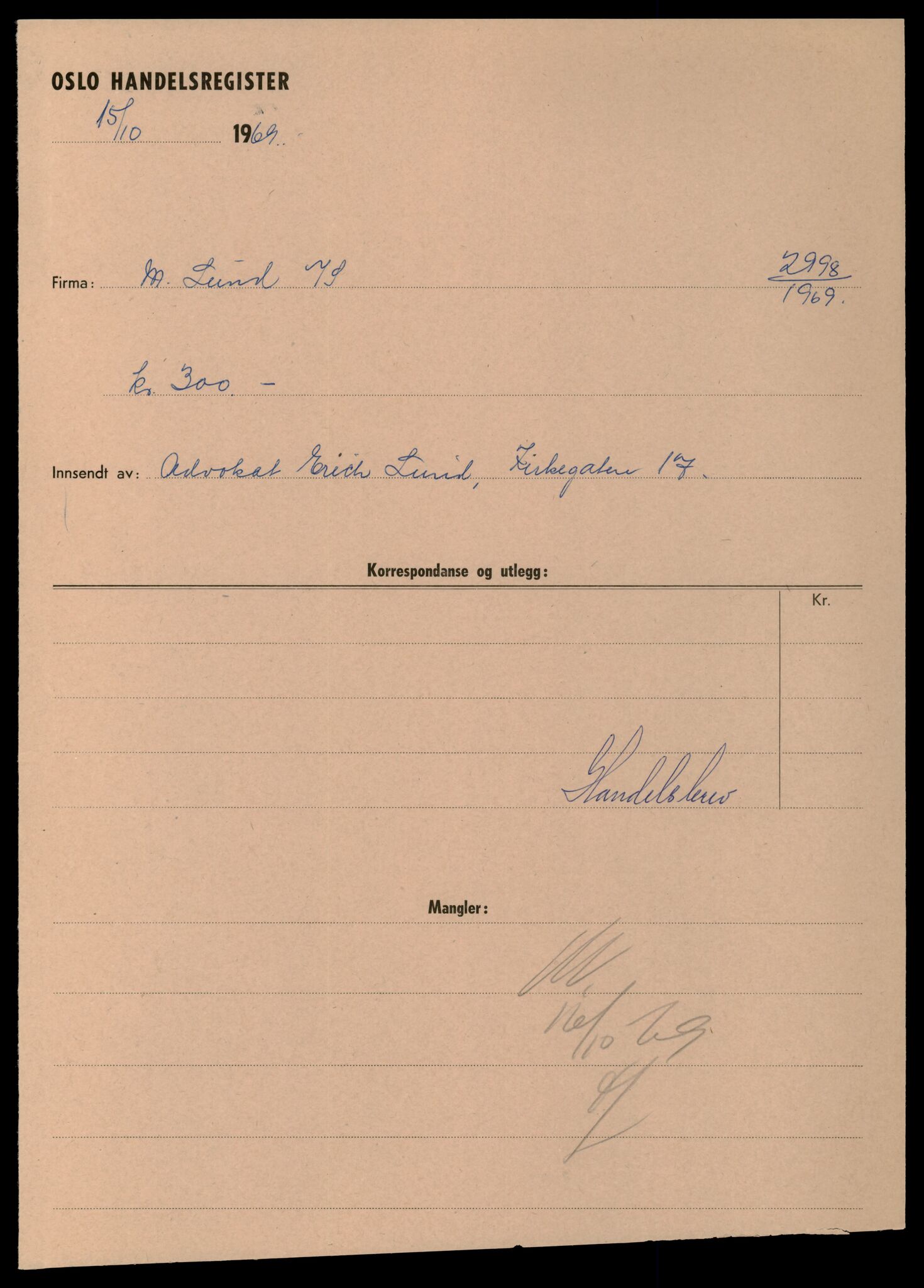 Oslo byfogd, Handelsregisteret, SAT/A-10867/G/Gc/Gca/L0521: Ikke konverterte foretak, Mlu-Moderne Bu, 1890-1990, p. 1