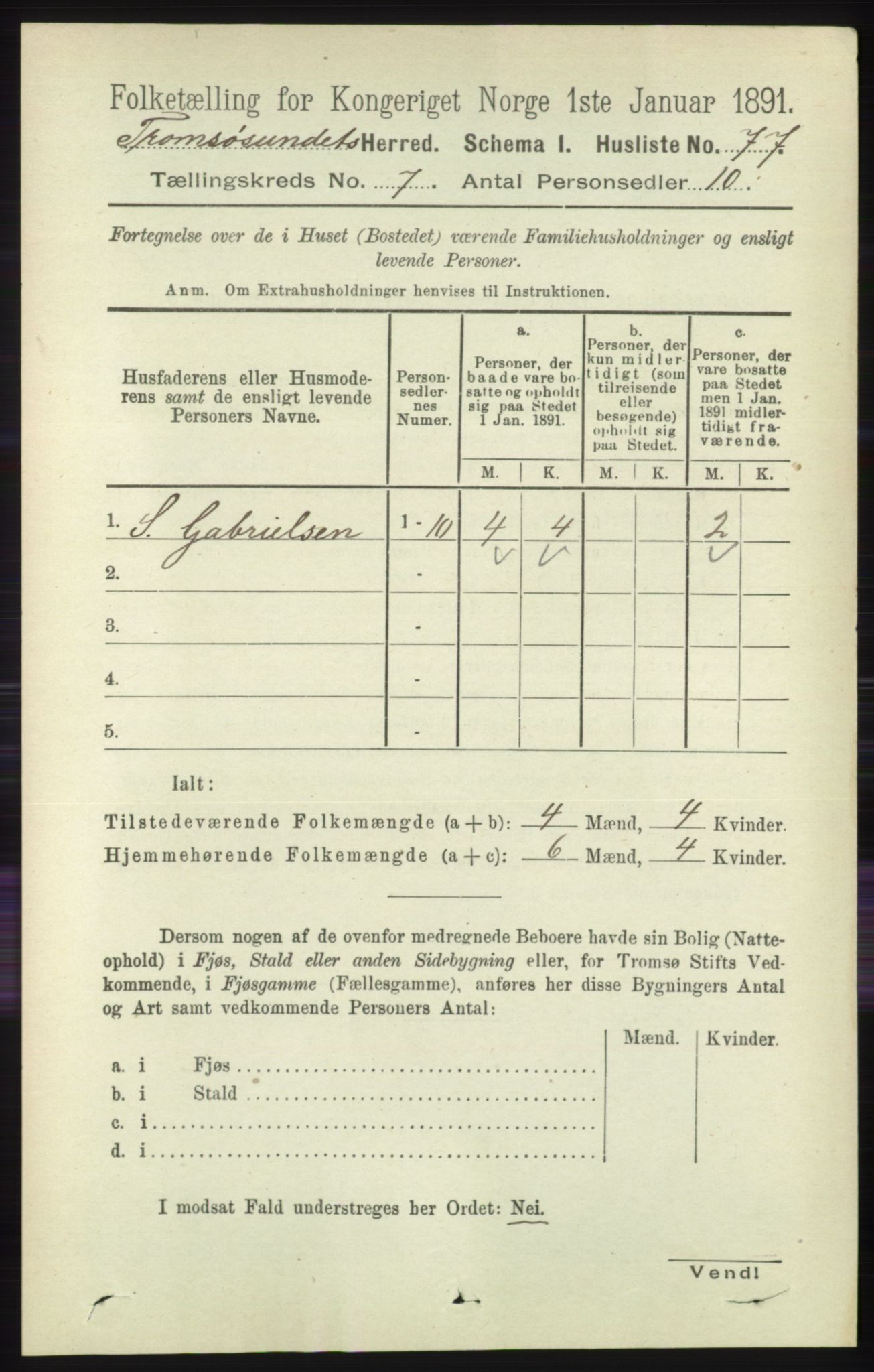 RA, 1891 census for 1934 Tromsøysund, 1891, p. 3710