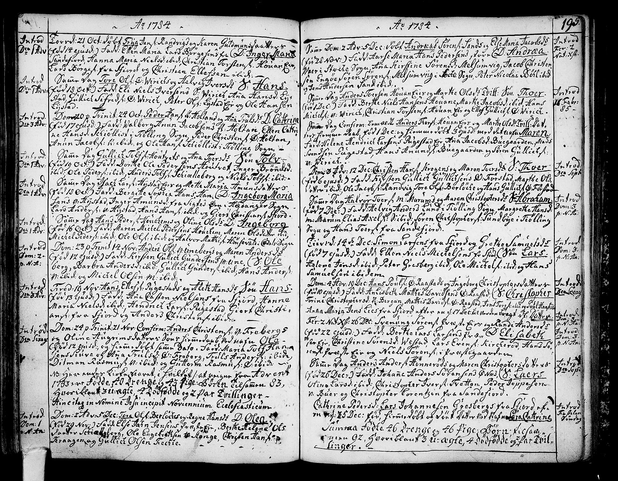 Sandar kirkebøker, SAKO/A-243/F/Fa/L0002: Parish register (official) no. 2, 1733-1788, p. 195