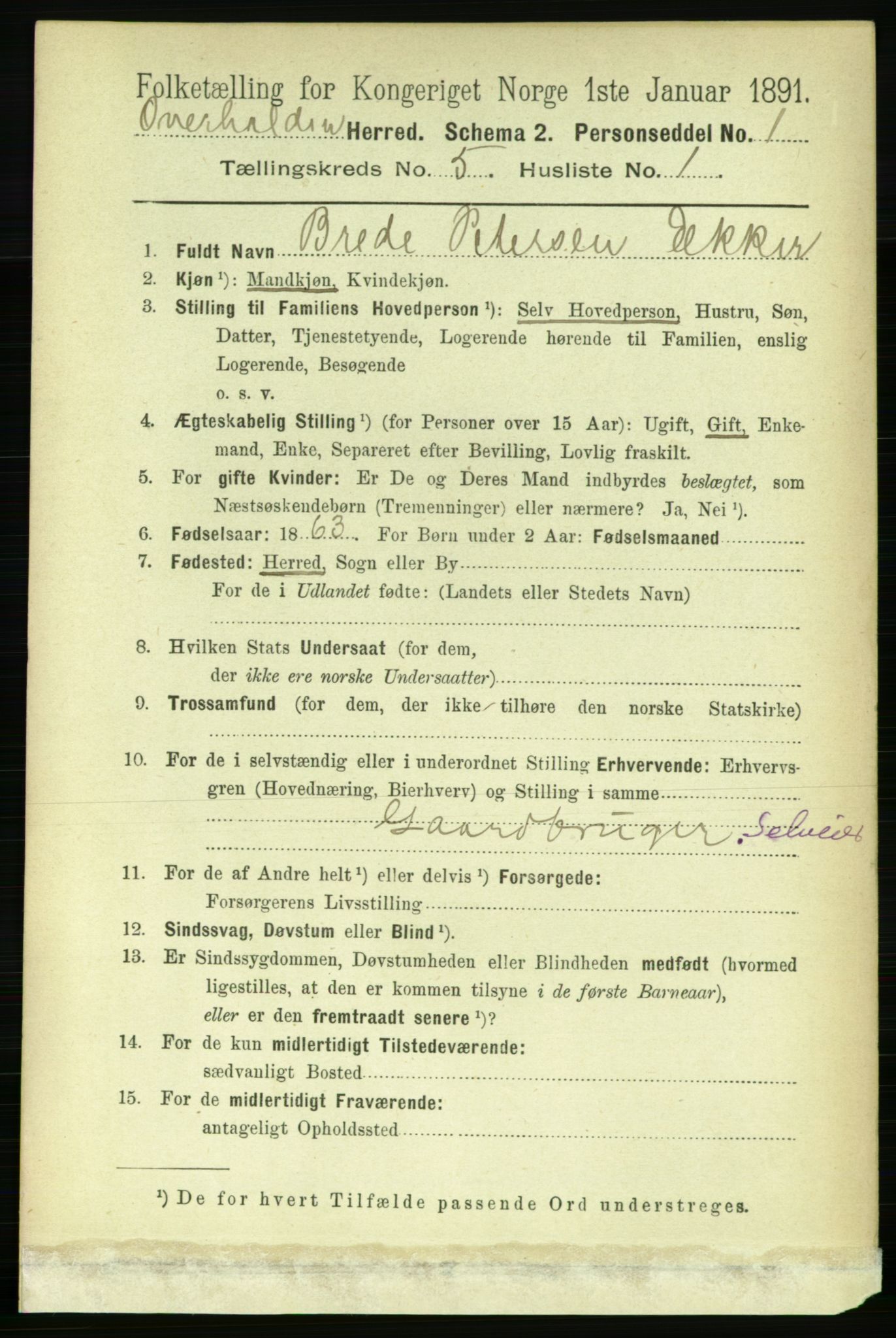 RA, 1891 census for 1744 Overhalla, 1891, p. 1671