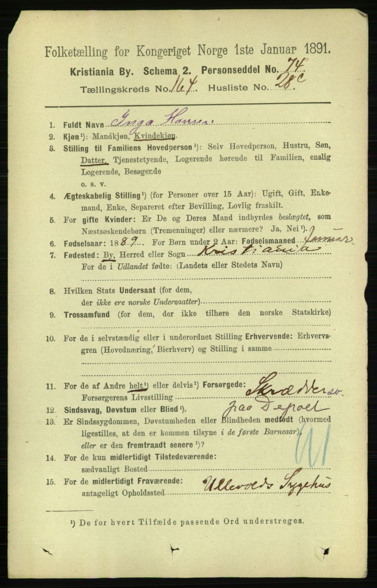 RA, 1891 census for 0301 Kristiania, 1891, p. 95258