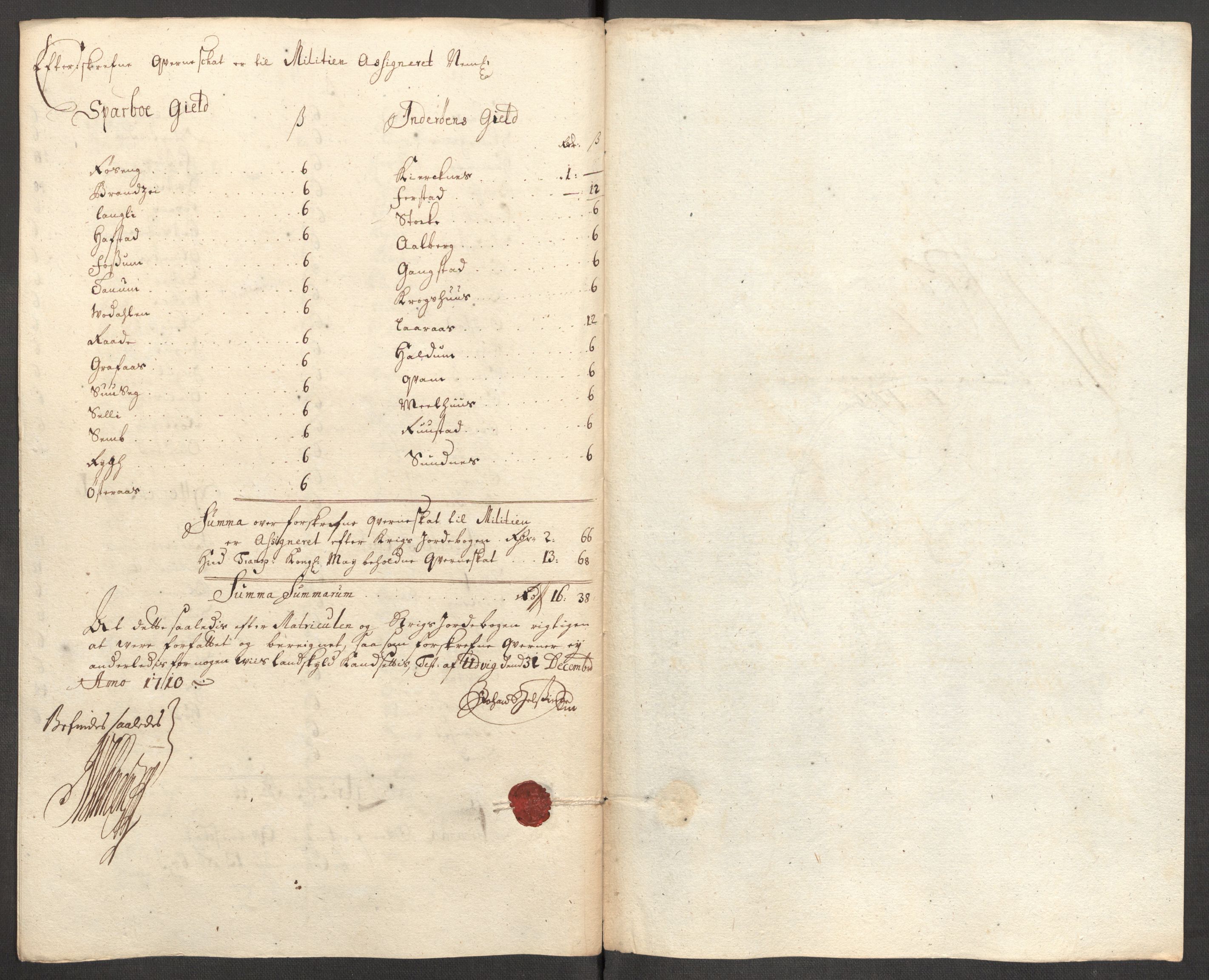 Rentekammeret inntil 1814, Reviderte regnskaper, Fogderegnskap, RA/EA-4092/R63/L4318: Fogderegnskap Inderøy, 1710, p. 144