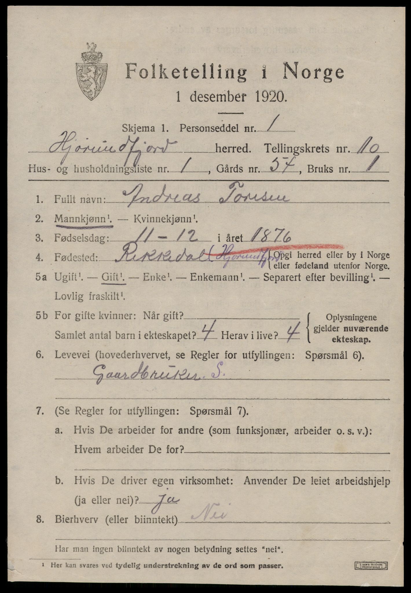 SAT, 1920 census for Hjørundfjord, 1920, p. 3601