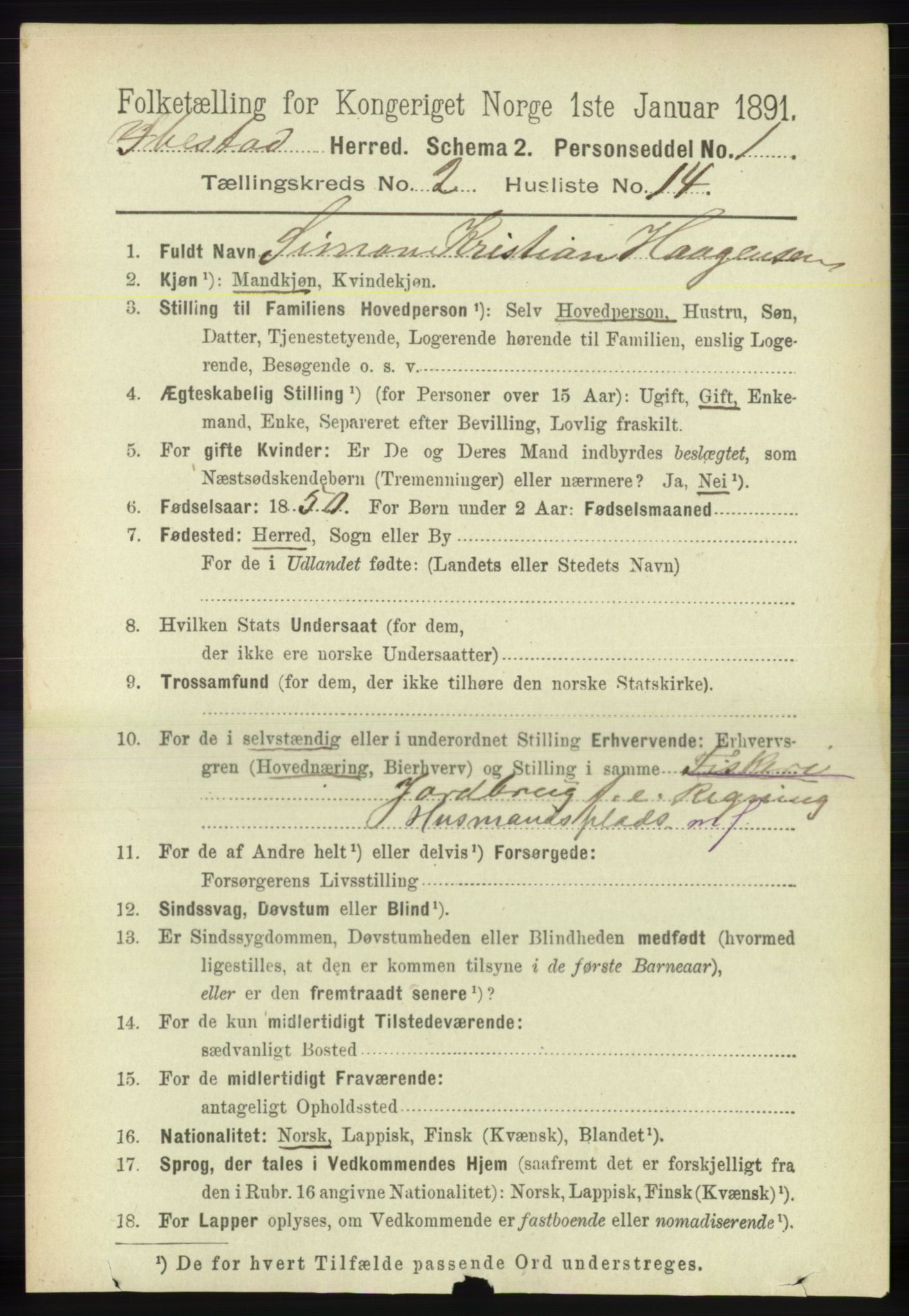 RA, 1891 census for 1917 Ibestad, 1891, p. 893