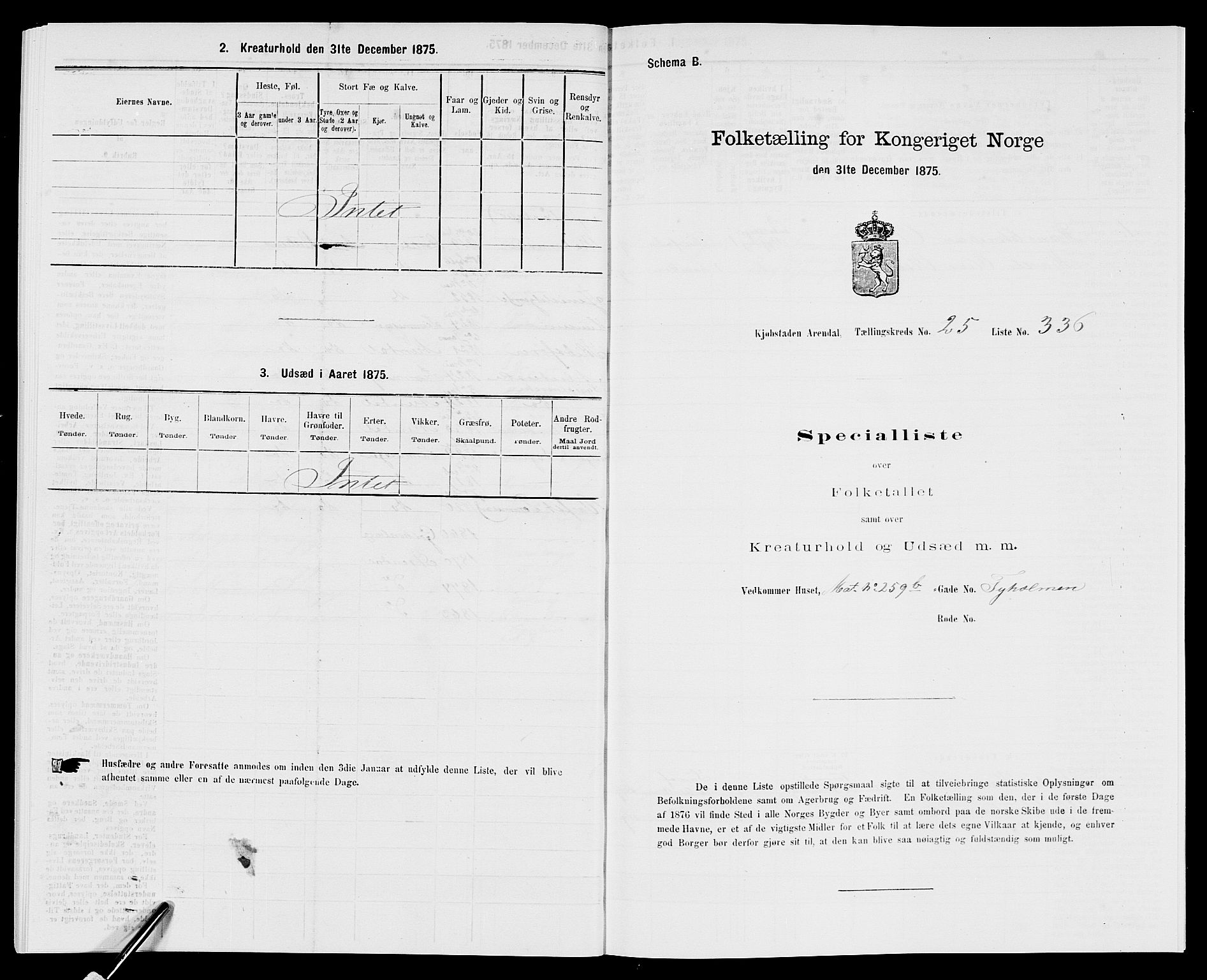 SAK, 1875 census for 0903P Arendal, 1875, p. 776