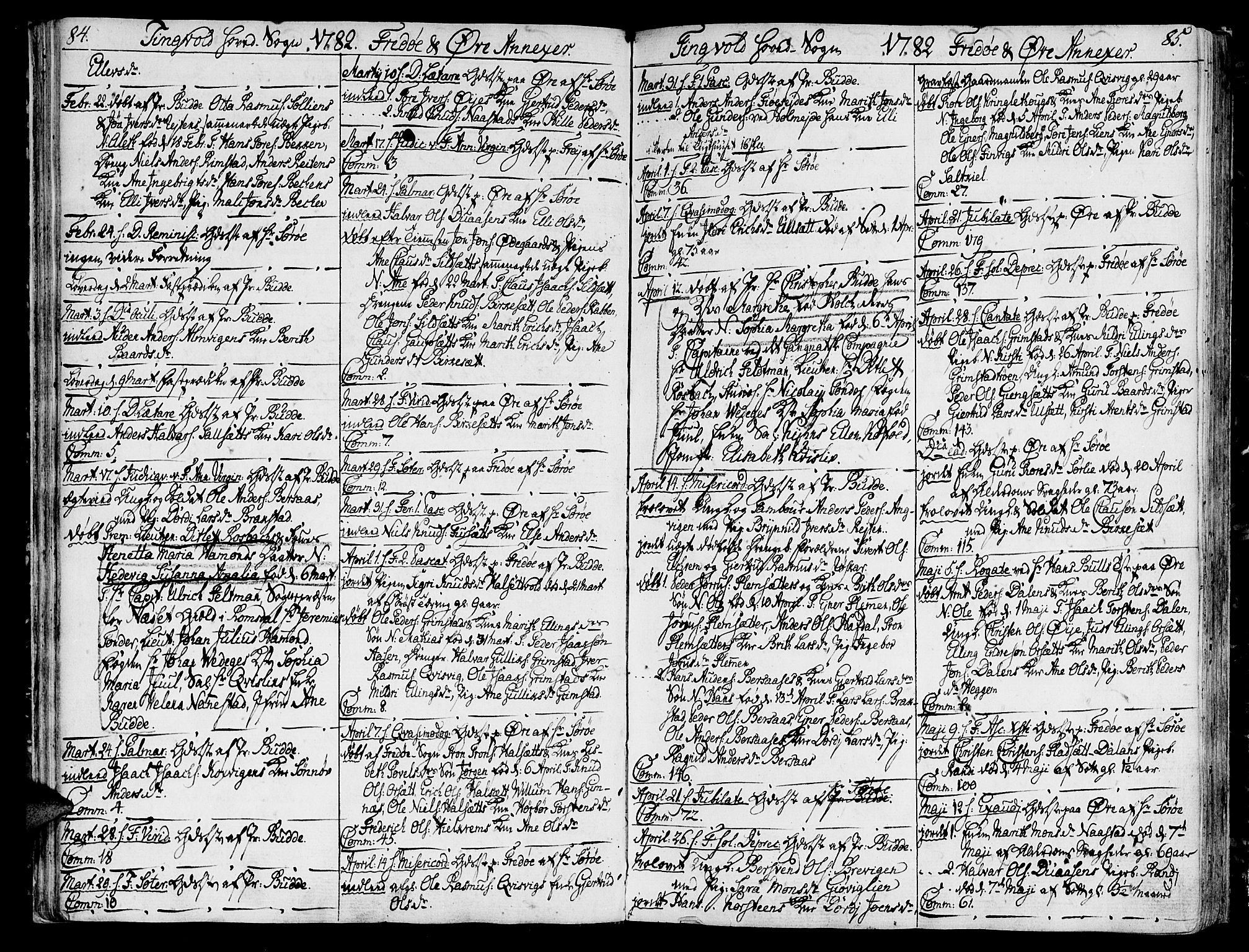 Ministerialprotokoller, klokkerbøker og fødselsregistre - Møre og Romsdal, SAT/A-1454/586/L0980: Parish register (official) no. 586A06, 1776-1794, p. 84-85