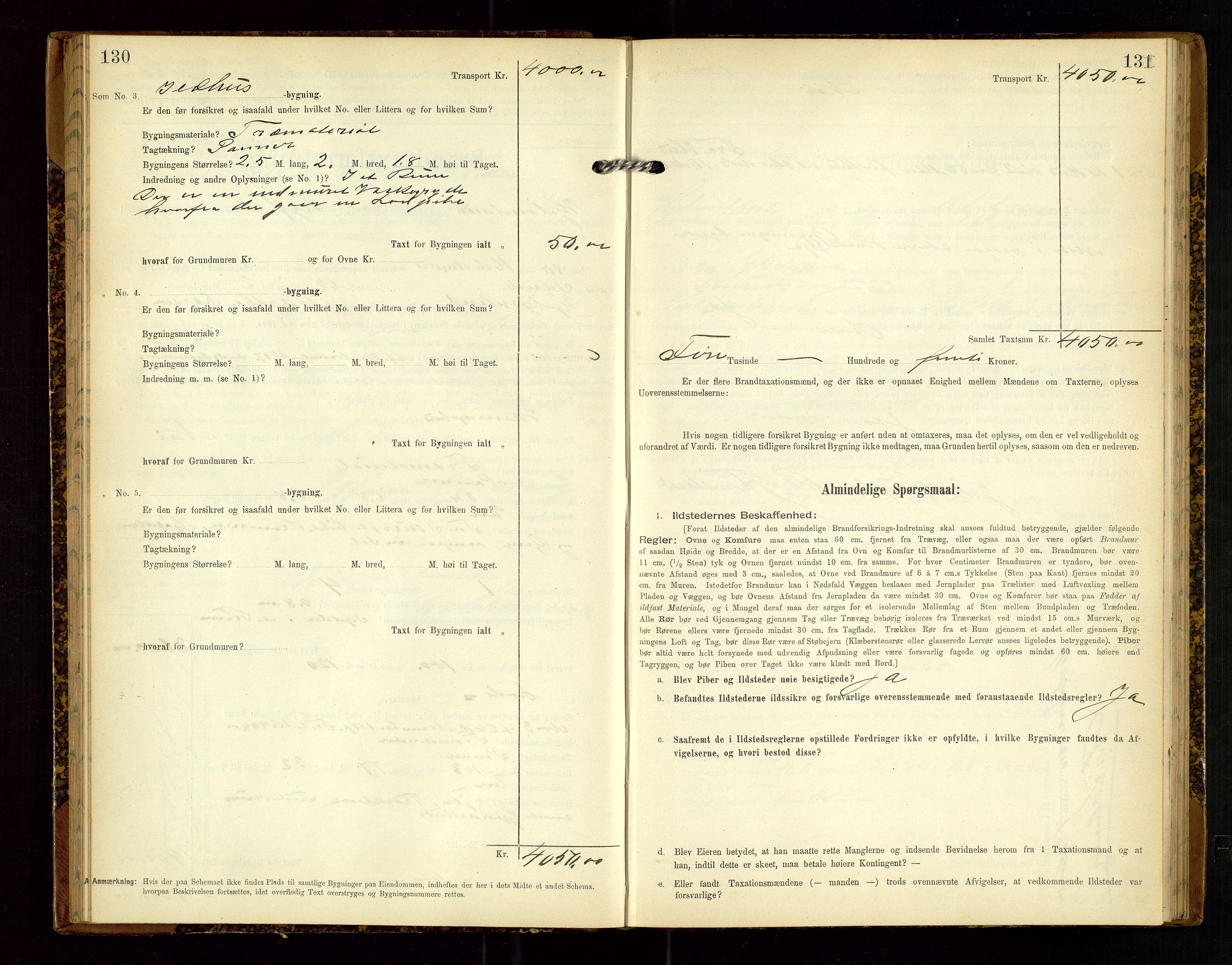 Hjelmeland lensmannskontor, AV/SAST-A-100439/Gob/L0002: "Brandtaxationsprotokol", 1904-1920, p. 130-131