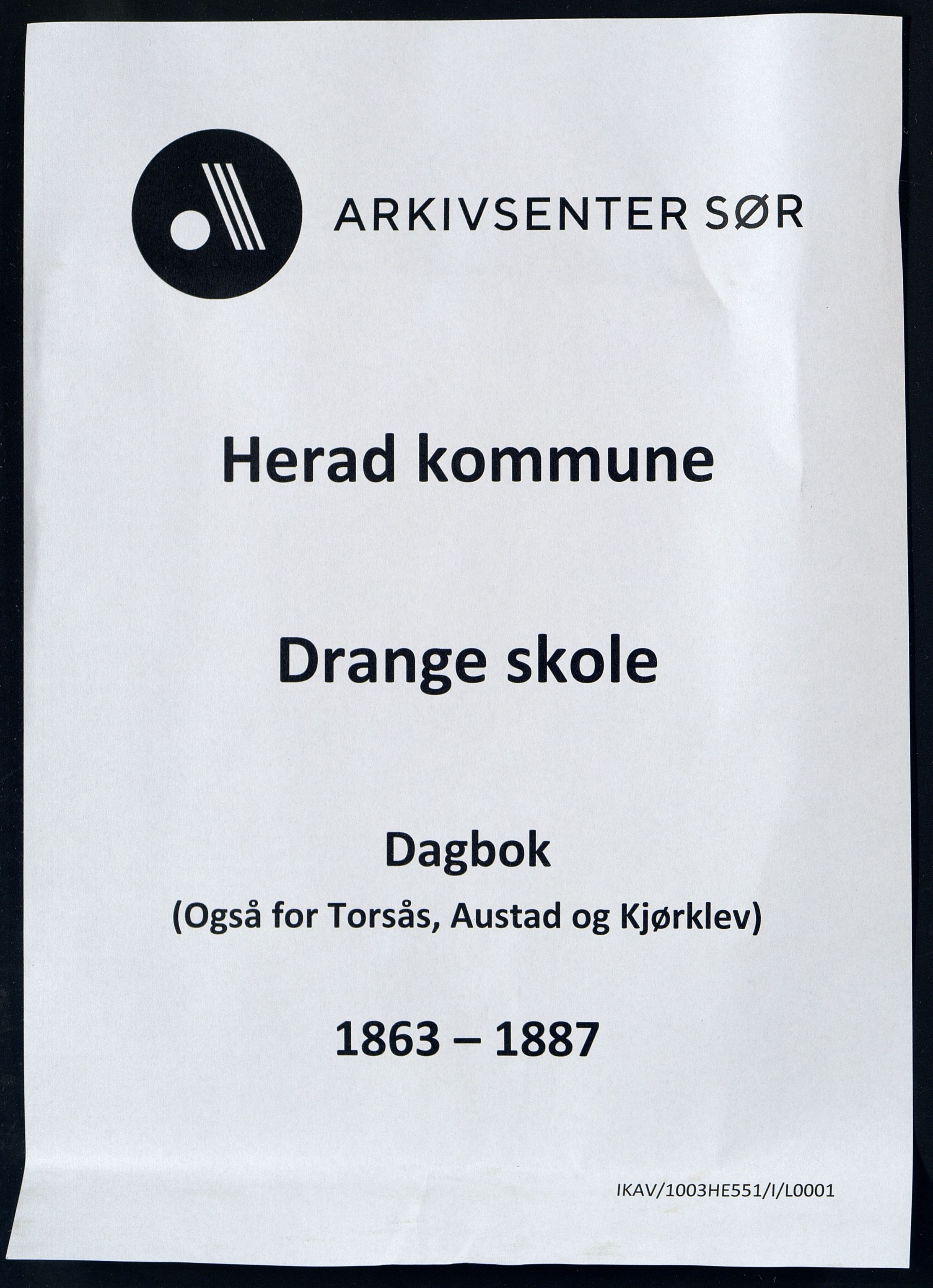 Herad kommune - Drange Skole, ARKSOR/1003HE551/I/L0001: Dagbok, 1863-1887