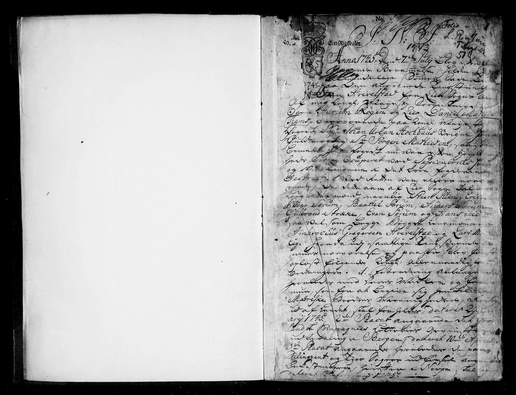 Lier, Røyken og Hurum sorenskriveri, SAKO/A-89/F/Fa/L0051: Tingbok, 1745-1748, p. 1