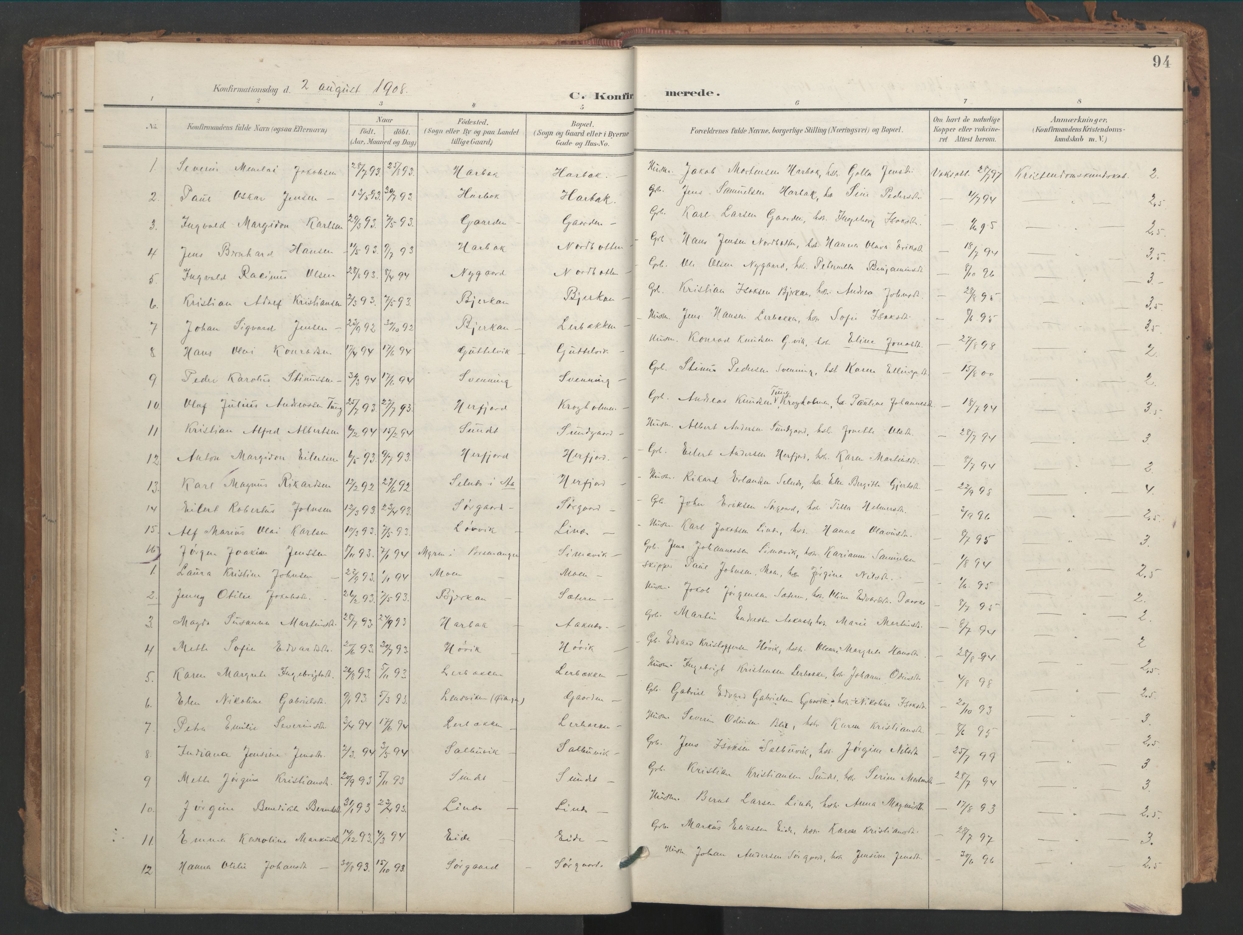 Ministerialprotokoller, klokkerbøker og fødselsregistre - Sør-Trøndelag, SAT/A-1456/656/L0693: Parish register (official) no. 656A02, 1894-1913, p. 94