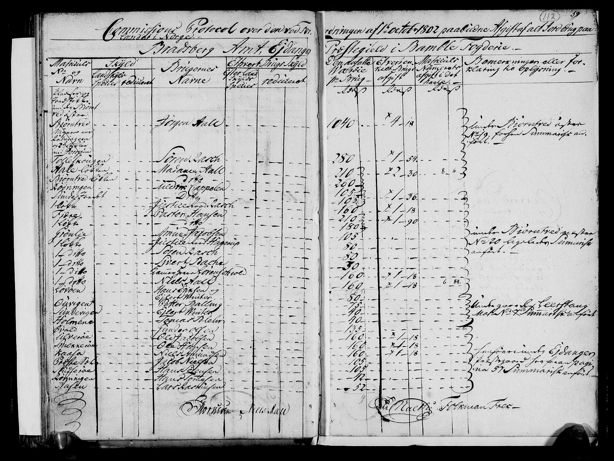 Rentekammeret inntil 1814, Realistisk ordnet avdeling, AV/RA-EA-4070/N/Ne/Nea/L0068: og 0069: Nedre Telemarken og Bamble fogderi. Kommisjonsprotokoll for Drangedal, Sannidal, Bamble og Eidanger prestegjeld., 1803, p. 118