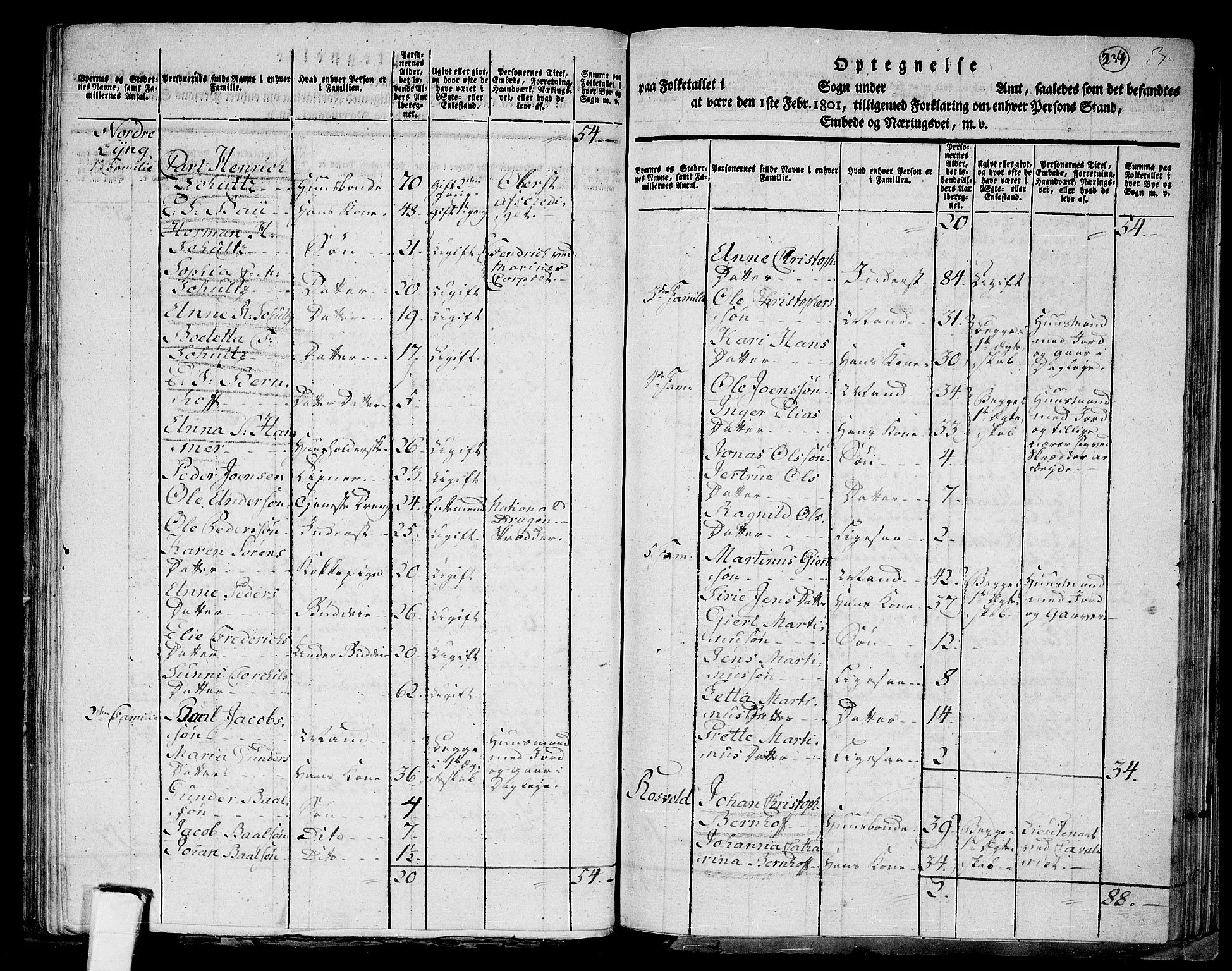 RA, 1801 census for 1721P Verdal, 1801, p. 233b-234a