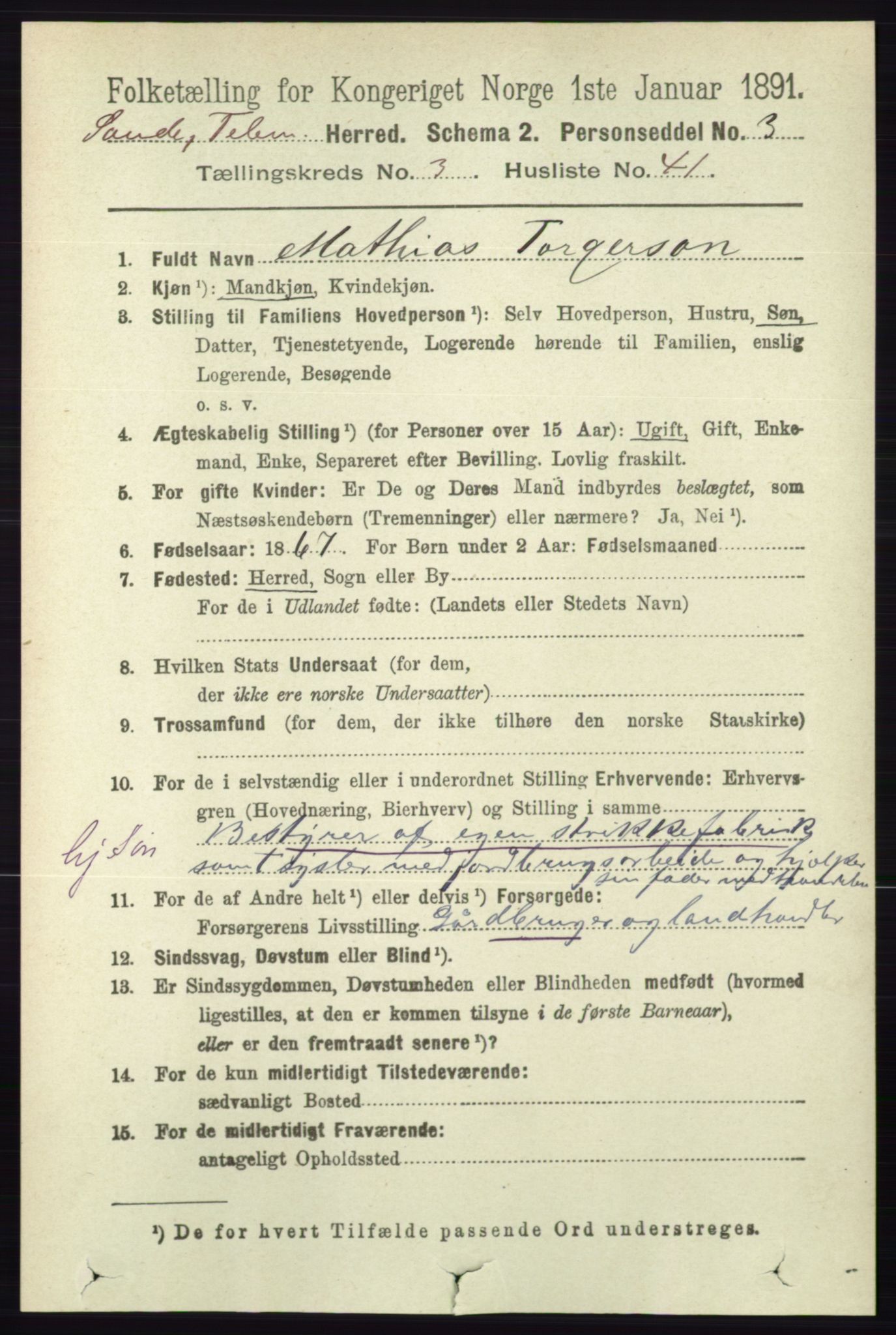 RA, 1891 census for 0822 Sauherad, 1891, p. 937