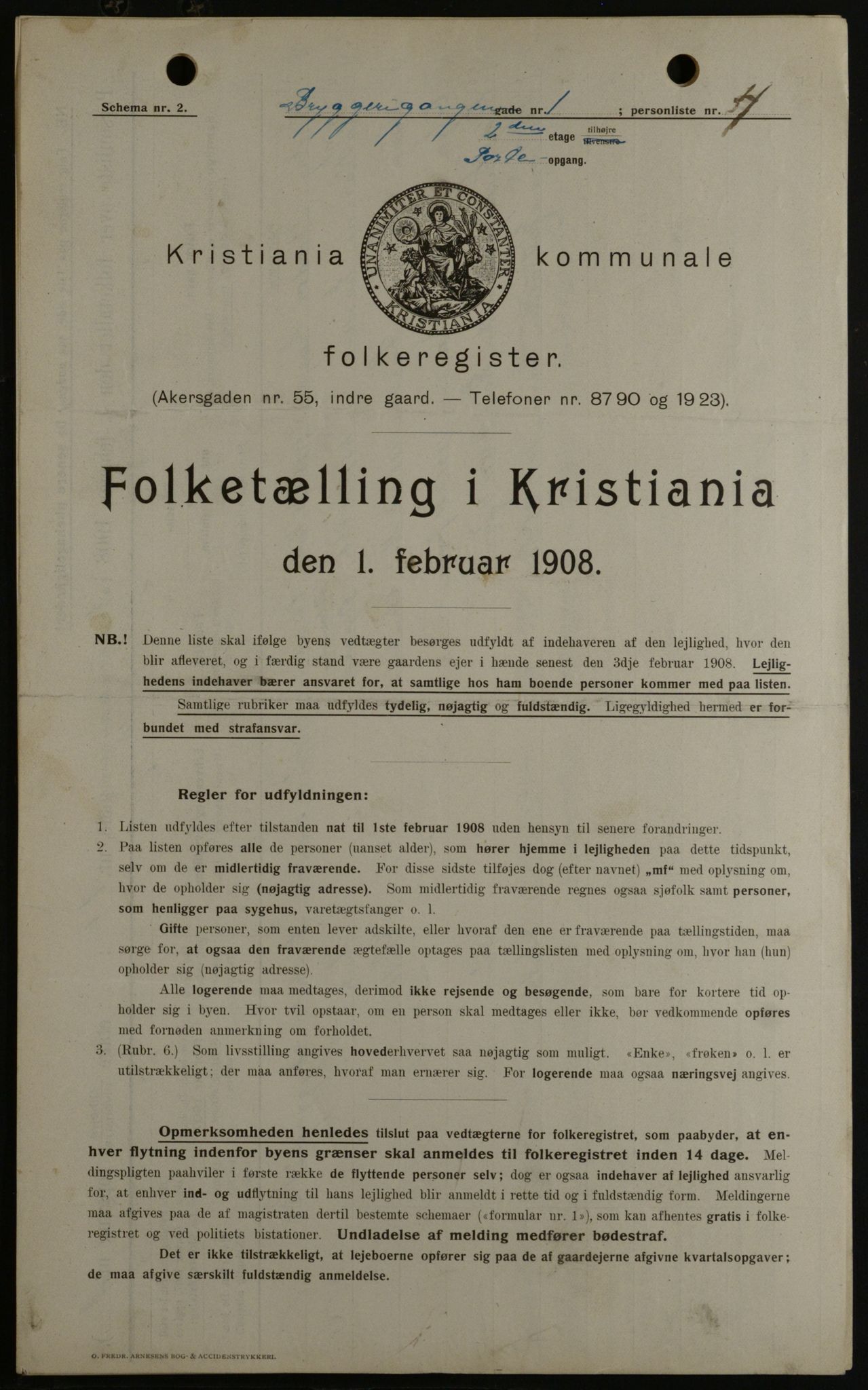 OBA, Municipal Census 1908 for Kristiania, 1908, p. 9524