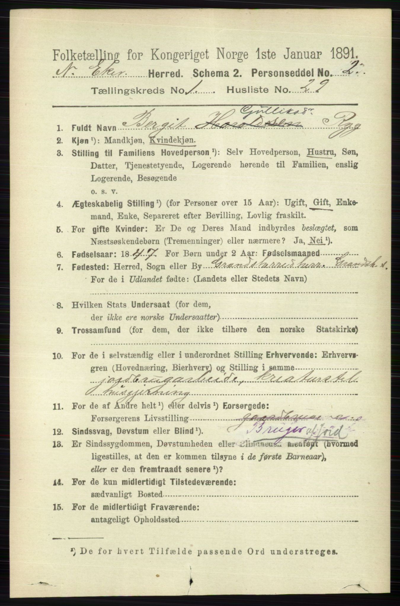 RA, 1891 census for 0625 Nedre Eiker, 1891, p. 233