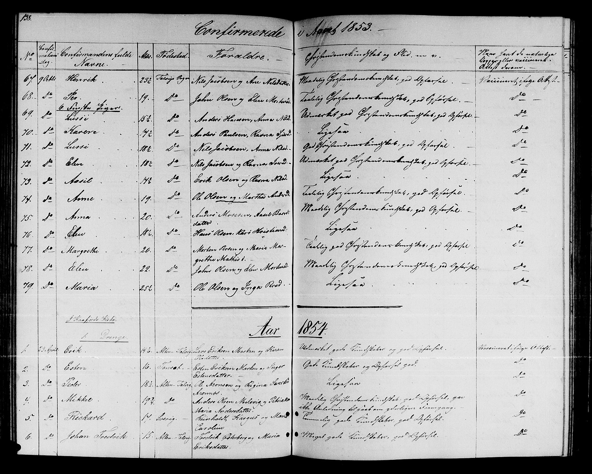 Talvik sokneprestkontor, SATØ/S-1337/H/Hb/L0001klokker: Parish register (copy) no. 1, 1847-1863, p. 138