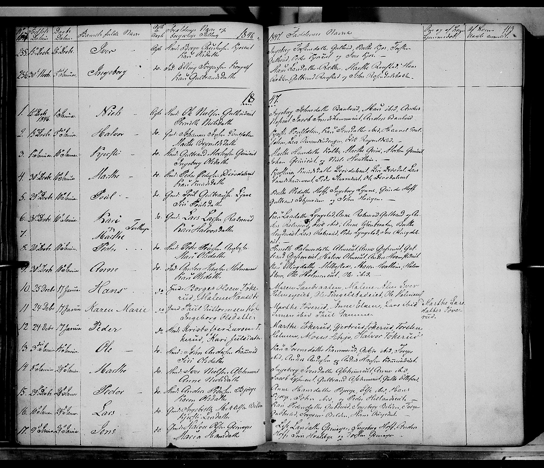 Gran prestekontor, SAH/PREST-112/H/Ha/Haa/L0011: Parish register (official) no. 11, 1842-1856, p. 112-113