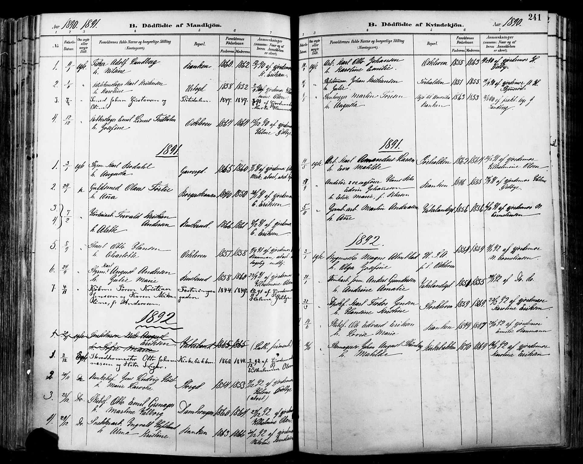 Halden prestekontor Kirkebøker, SAO/A-10909/F/Fa/L0013: Parish register (official) no. I 13, 1890-1906, p. 241