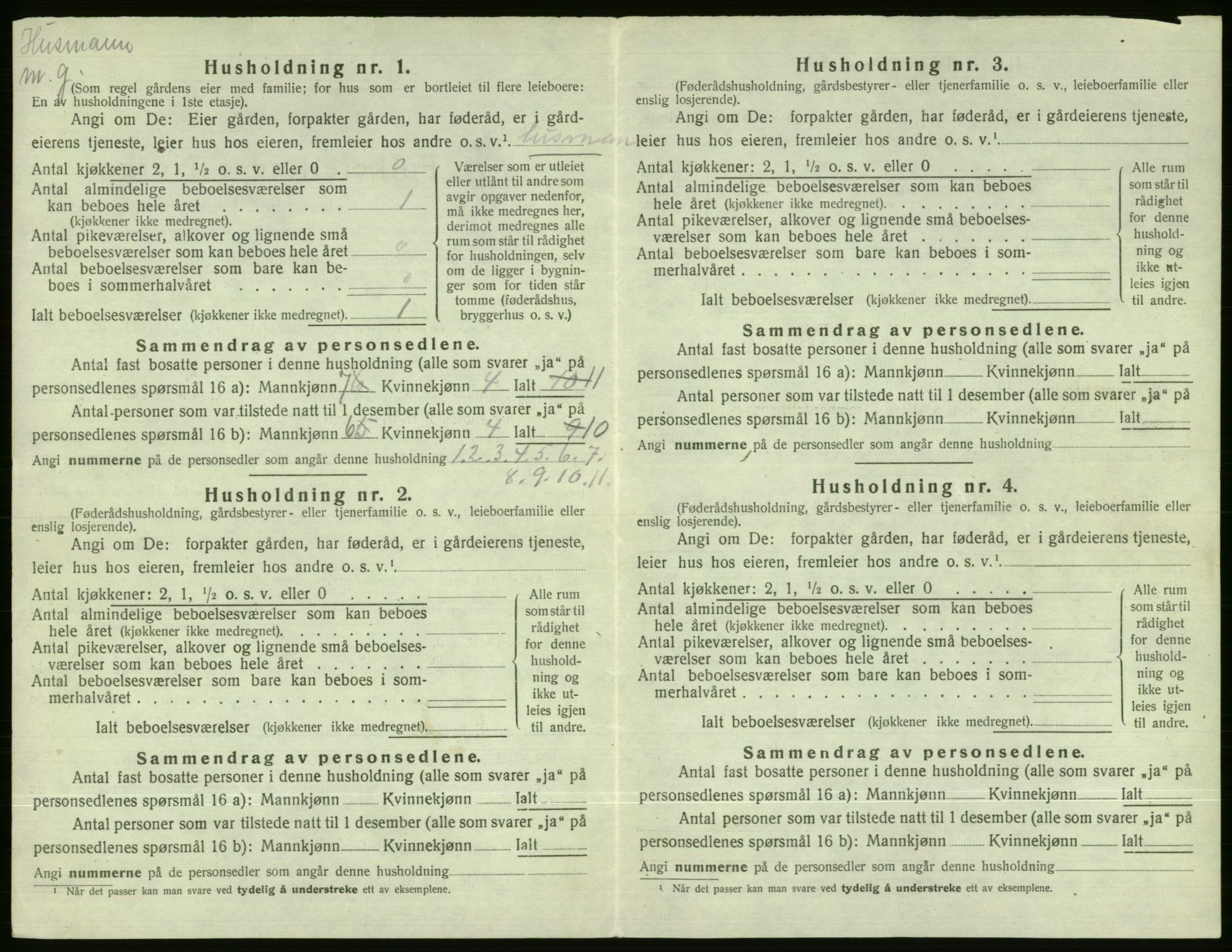 SAB, 1920 census for Vossestrand, 1920, p. 43
