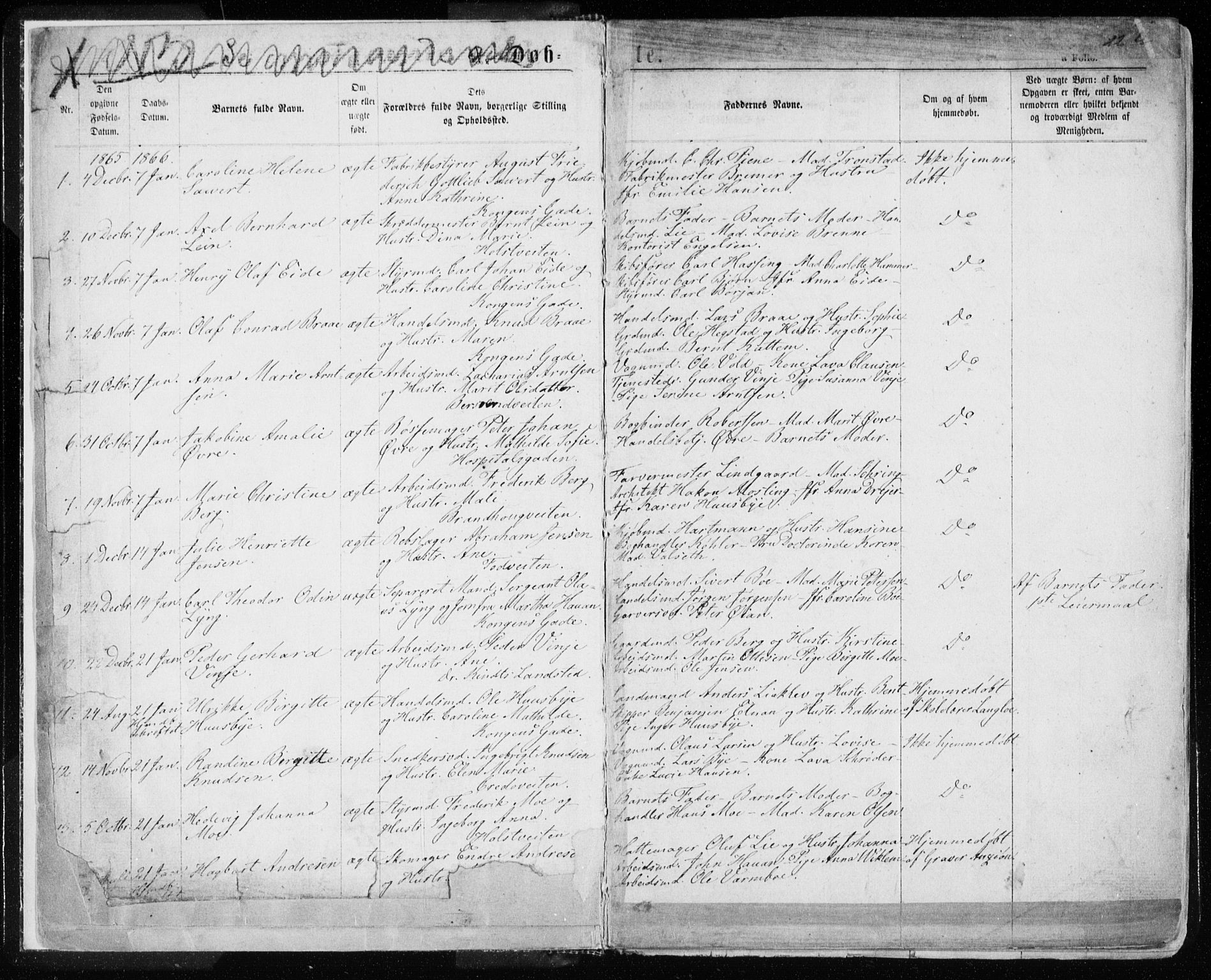 Ministerialprotokoller, klokkerbøker og fødselsregistre - Sør-Trøndelag, SAT/A-1456/601/L0054: Parish register (official) no. 601A22, 1866-1877, p. 1
