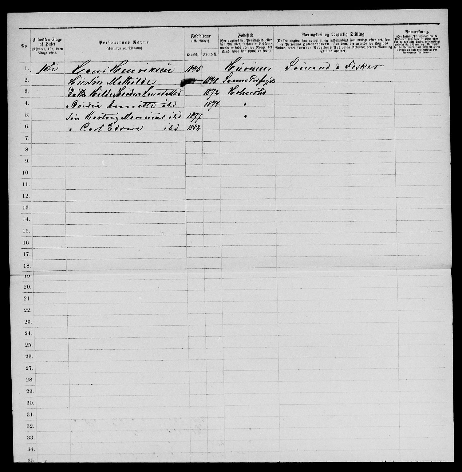 SAKO, 1885 census for 0603 Holmsbu, 1885, p. 7