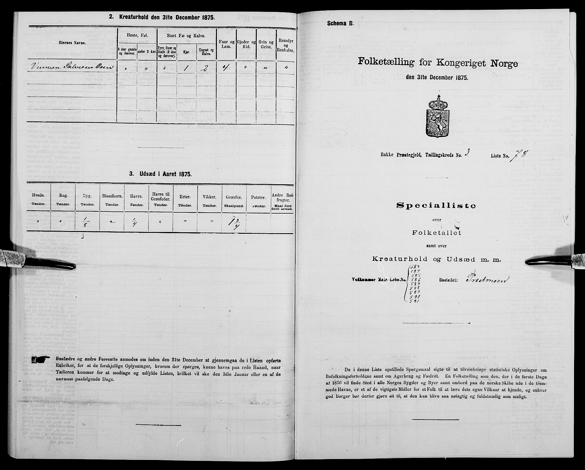 SAK, 1875 census for 1045P Bakke, 1875, p. 376