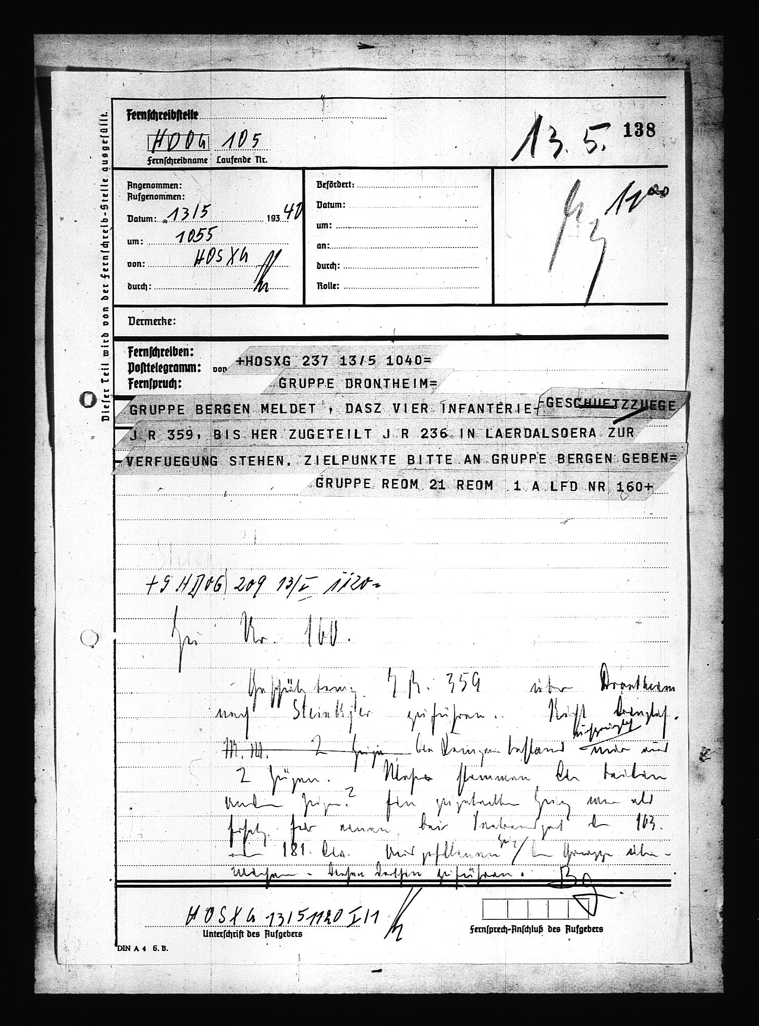 Documents Section, AV/RA-RAFA-2200/V/L0080: Amerikansk mikrofilm "Captured German Documents".
Box No. 719.  FKA jnr. 619/1954., 1940, p. 3