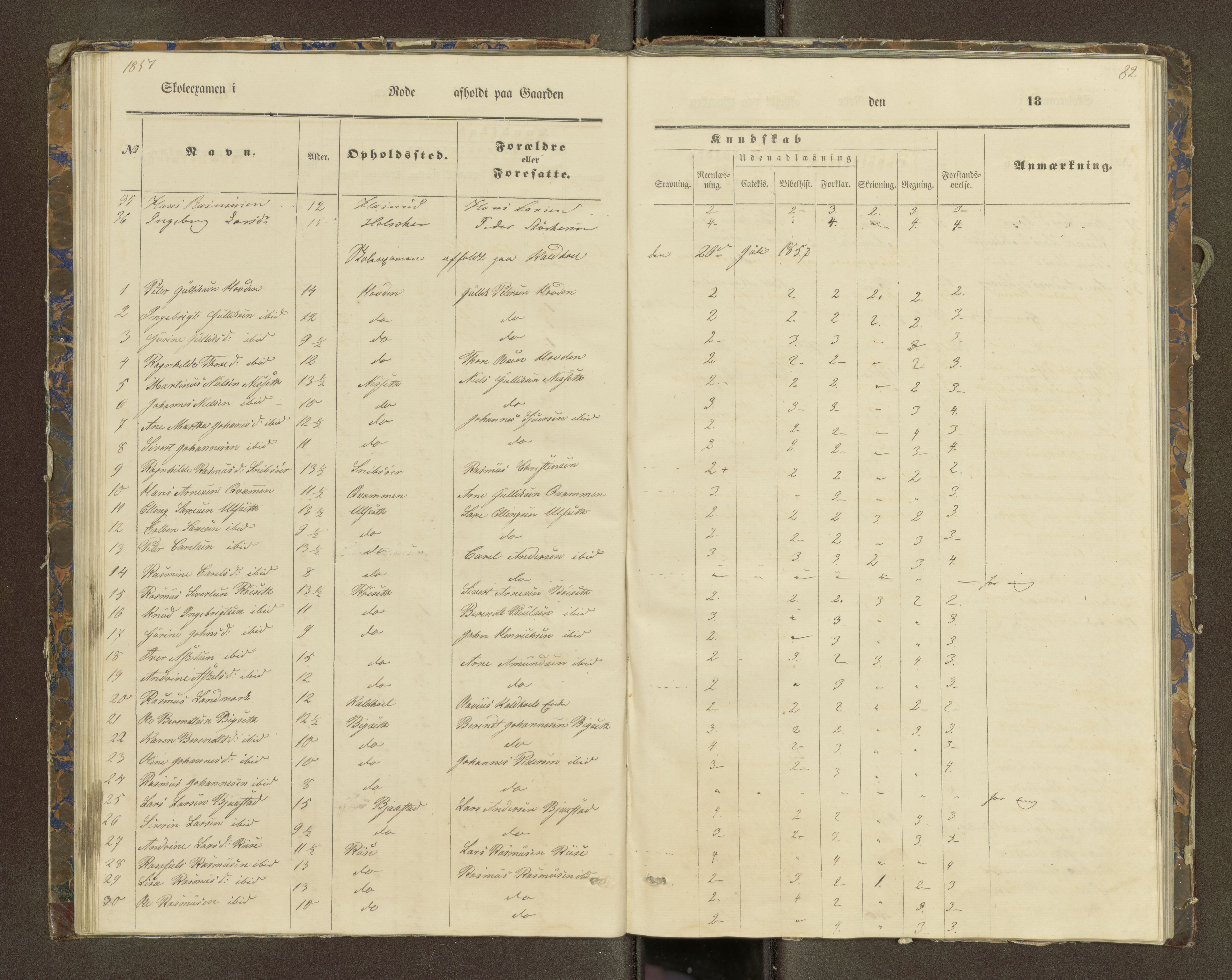 Ulstein sokneprestkontor, SAT/A-1005/1/III/III2/III2f/L0001: Skoleeksamensprotokoll, 1850-1861, p. 82