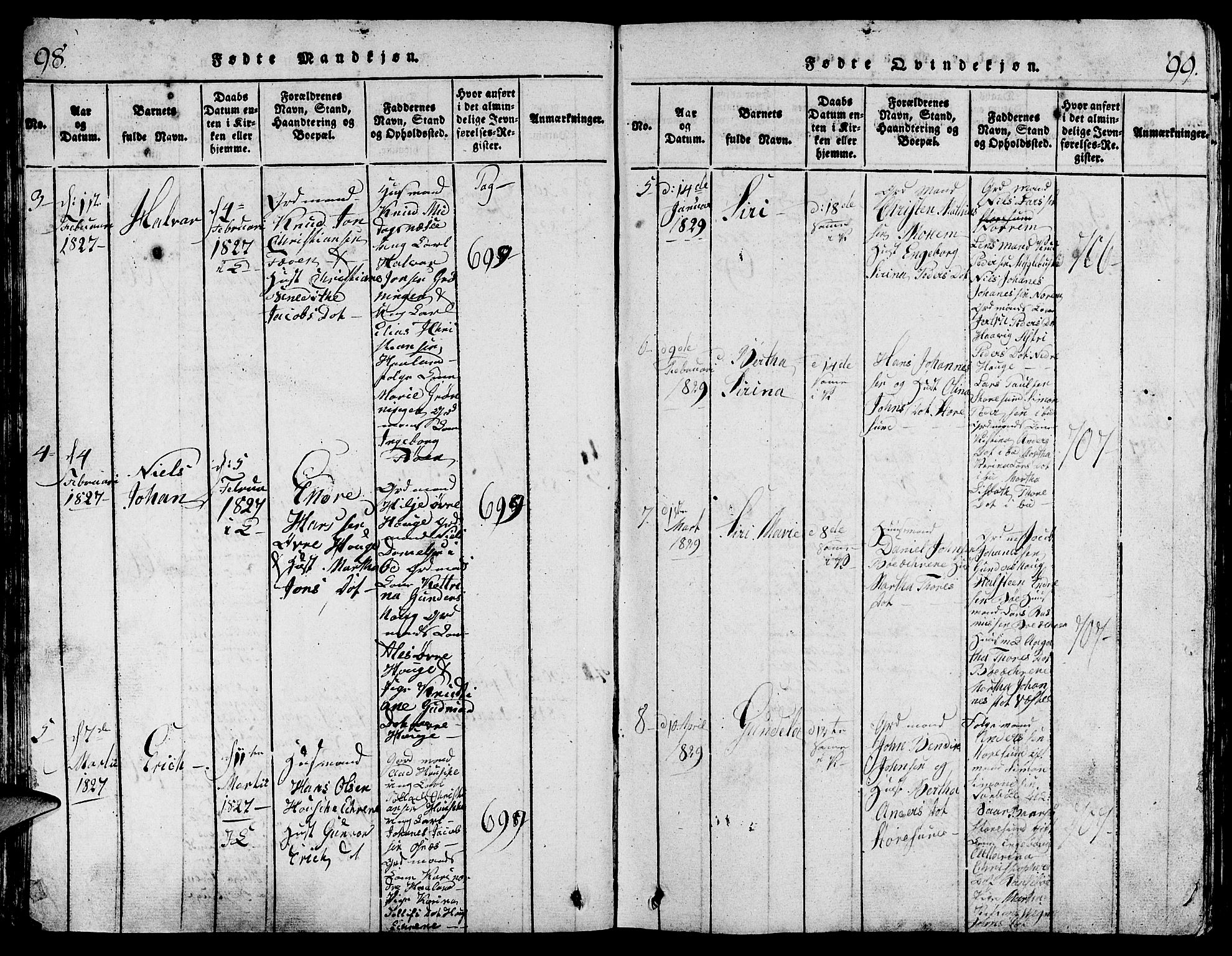 Torvastad sokneprestkontor, AV/SAST-A -101857/H/Ha/Hab/L0001: Parish register (copy) no. B 1 /1, 1817-1835, p. 98-99