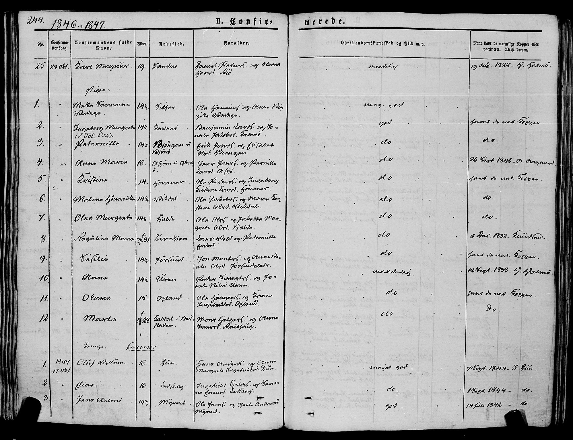 Ministerialprotokoller, klokkerbøker og fødselsregistre - Nord-Trøndelag, SAT/A-1458/773/L0614: Parish register (official) no. 773A05, 1831-1856, p. 244