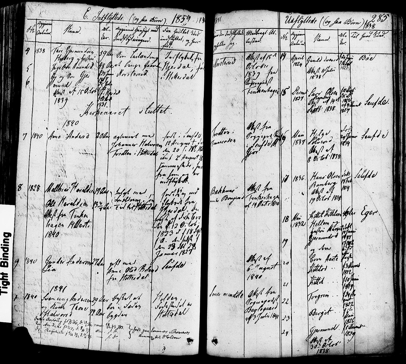 Heddal kirkebøker, AV/SAKO-A-268/F/Fa/L0006: Parish register (official) no. I 6, 1837-1854, p. 285