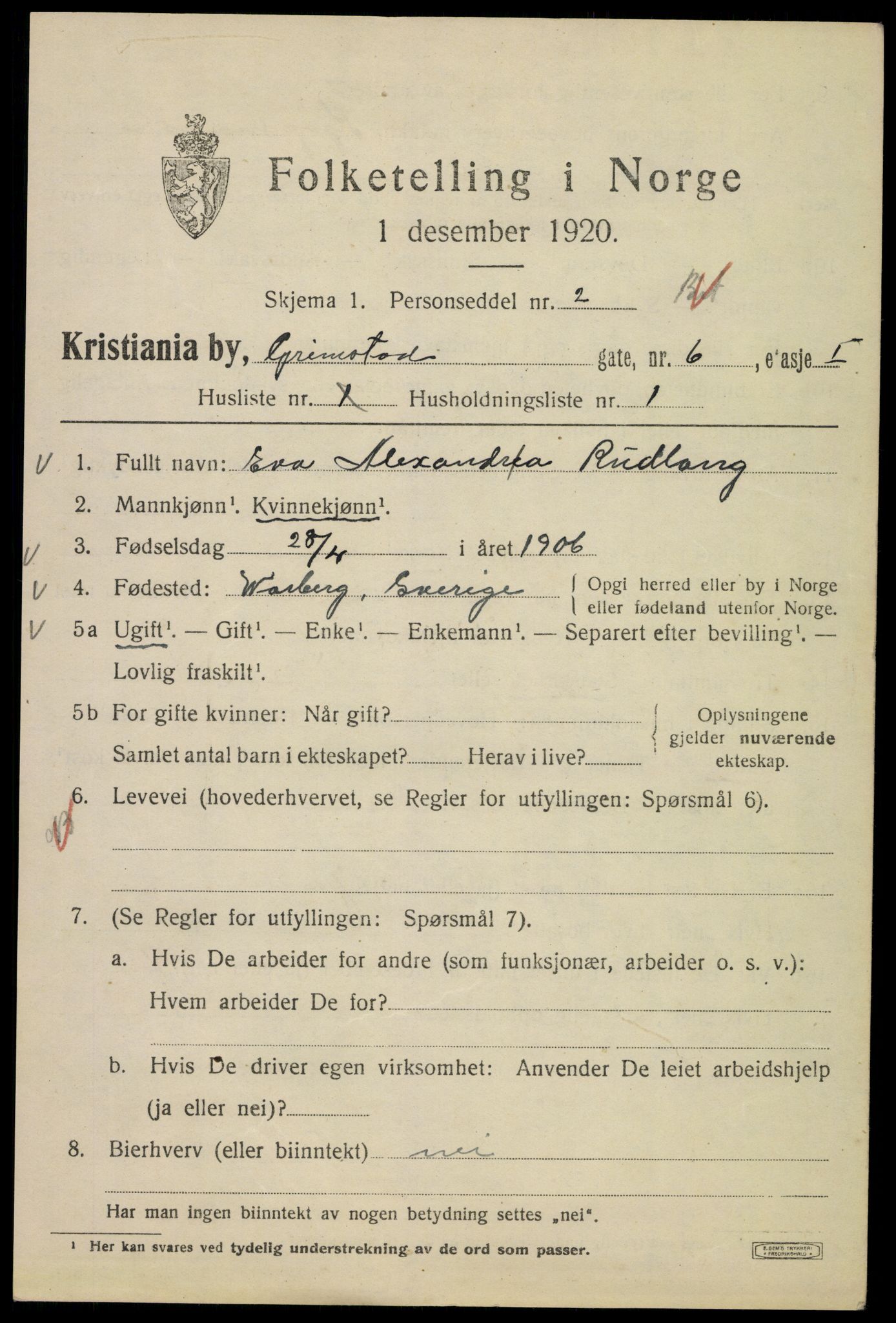 SAO, 1920 census for Kristiania, 1920, p. 251645