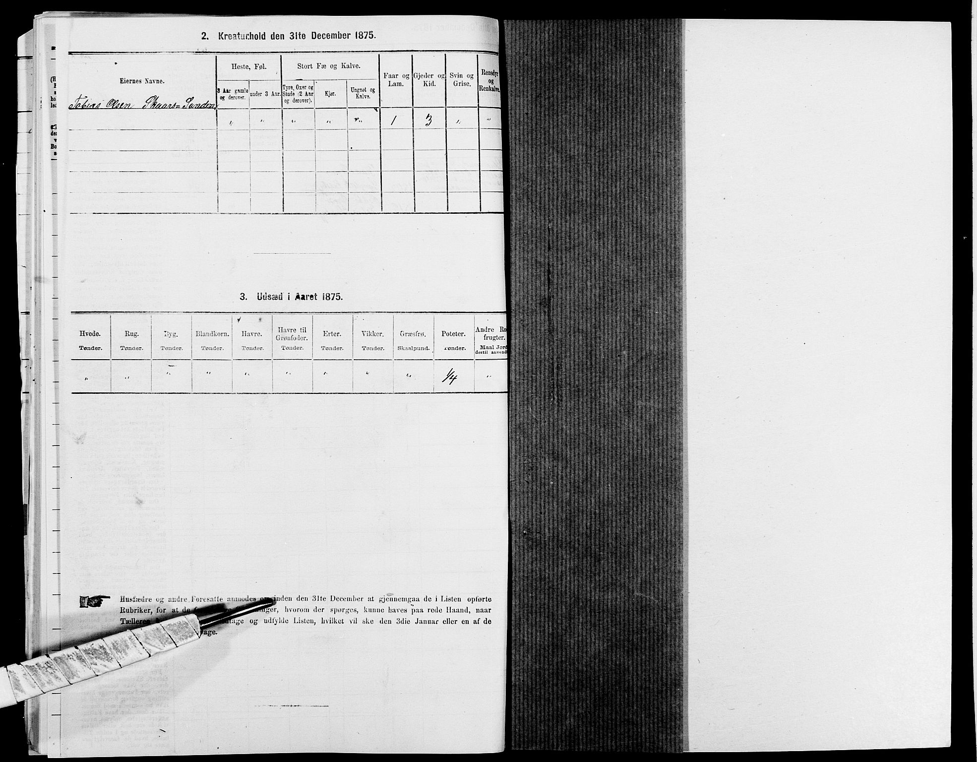 SAK, 1875 census for 1018P Søgne, 1875, p. 1341