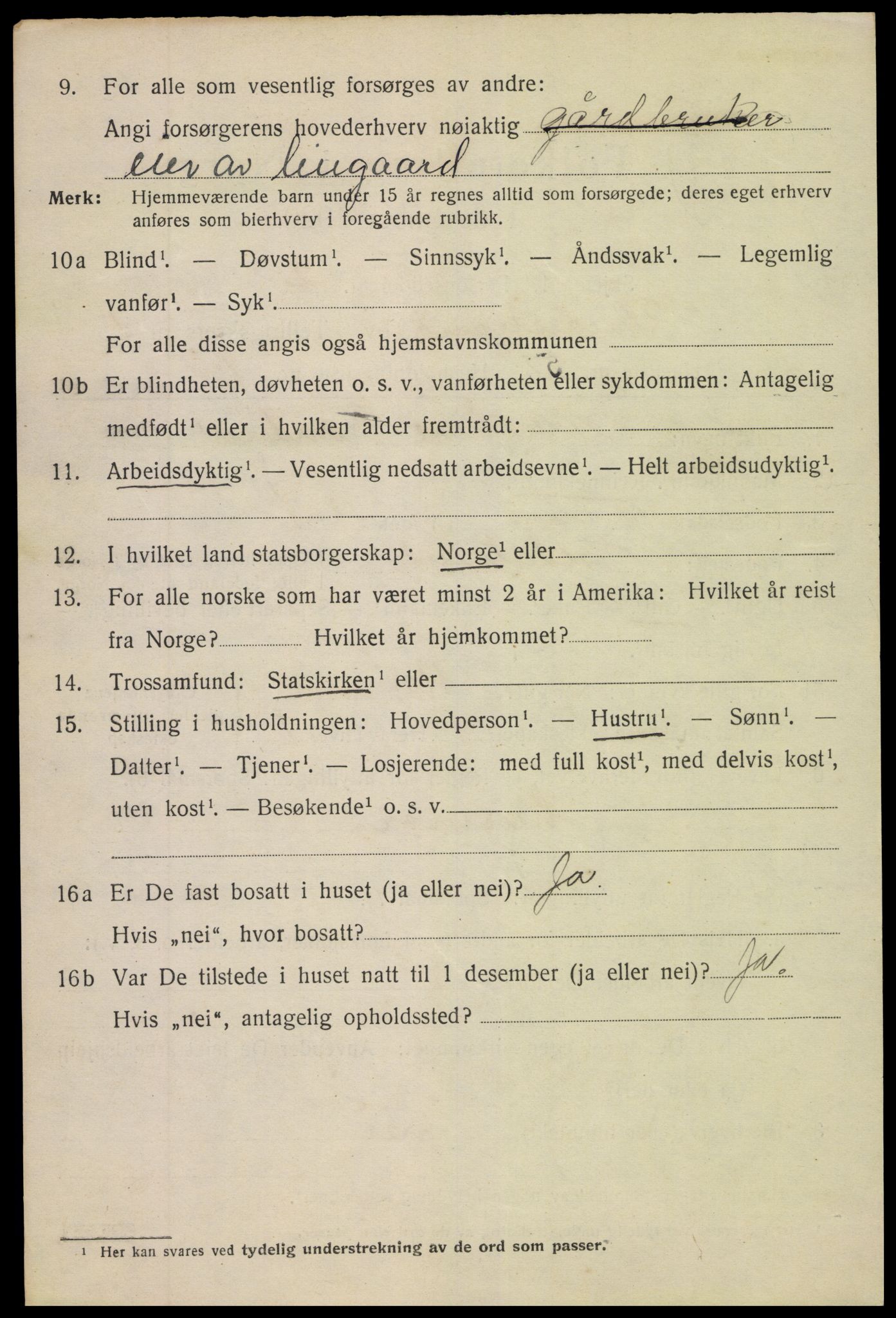 SAK, 1920 census for Tvedestrand, 1920, p. 1966