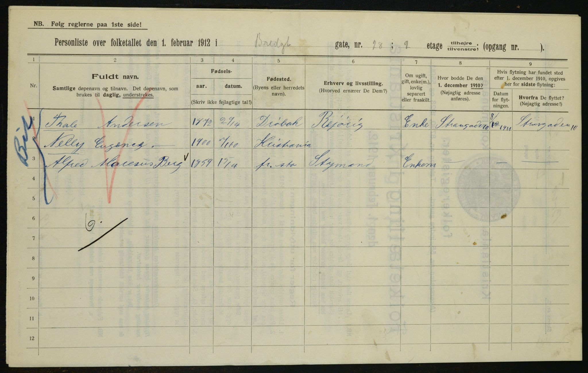 OBA, Municipal Census 1912 for Kristiania, 1912, p. 8508