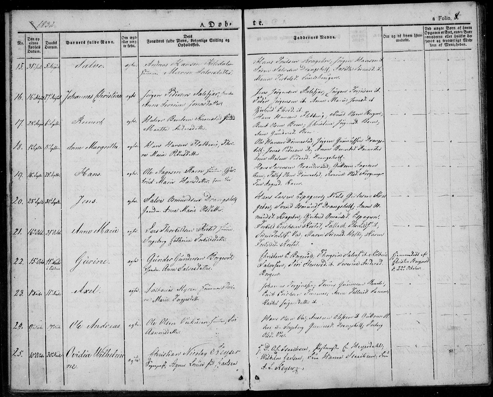 Tveit sokneprestkontor, AV/SAK-1111-0043/F/Fa/L0003: Parish register (official) no. A 3, 1829-1852, p. 8