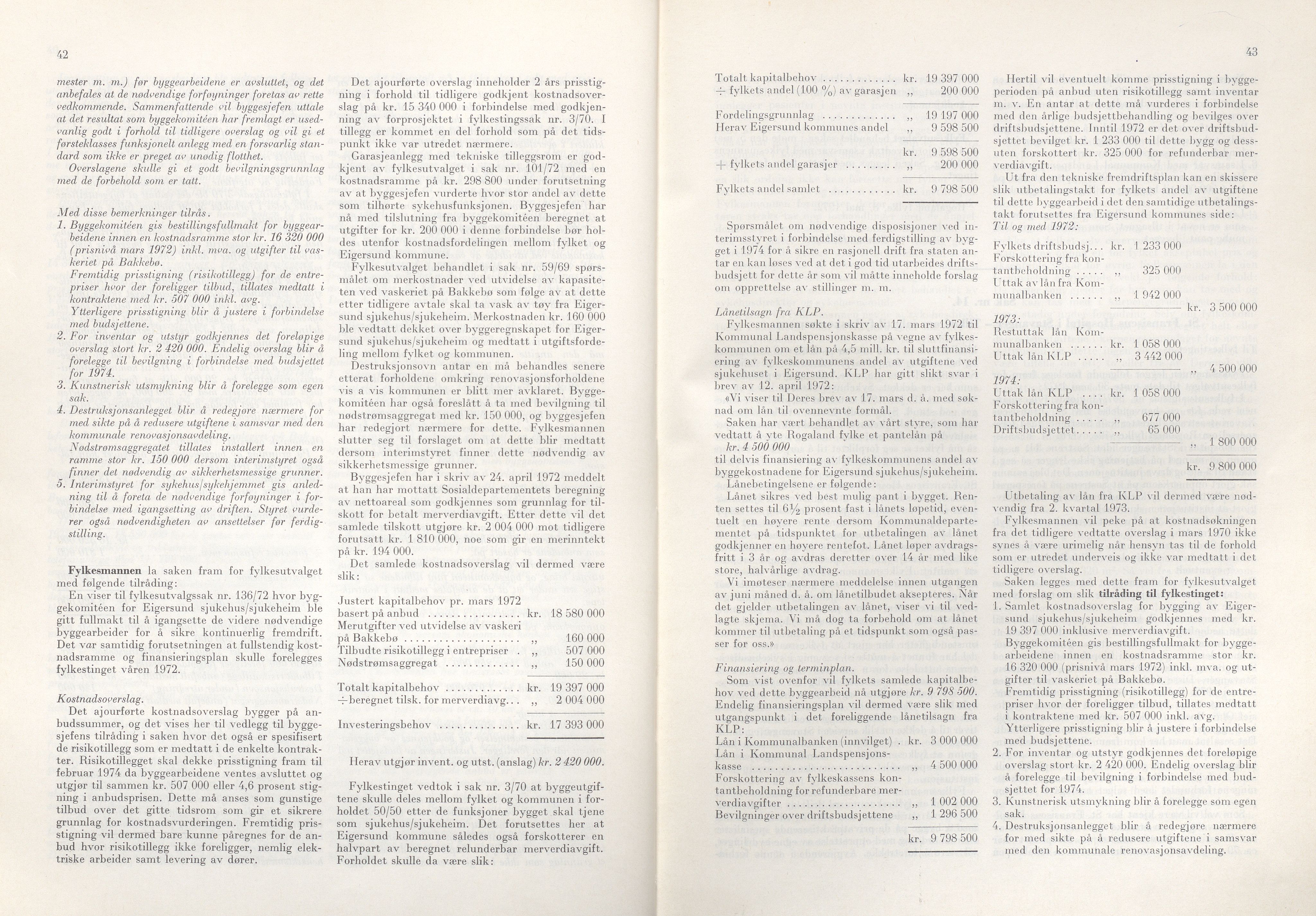 Rogaland fylkeskommune - Fylkesrådmannen , IKAR/A-900/A/Aa/Aaa/L0092: Møtebok , 1972, p. 42-43