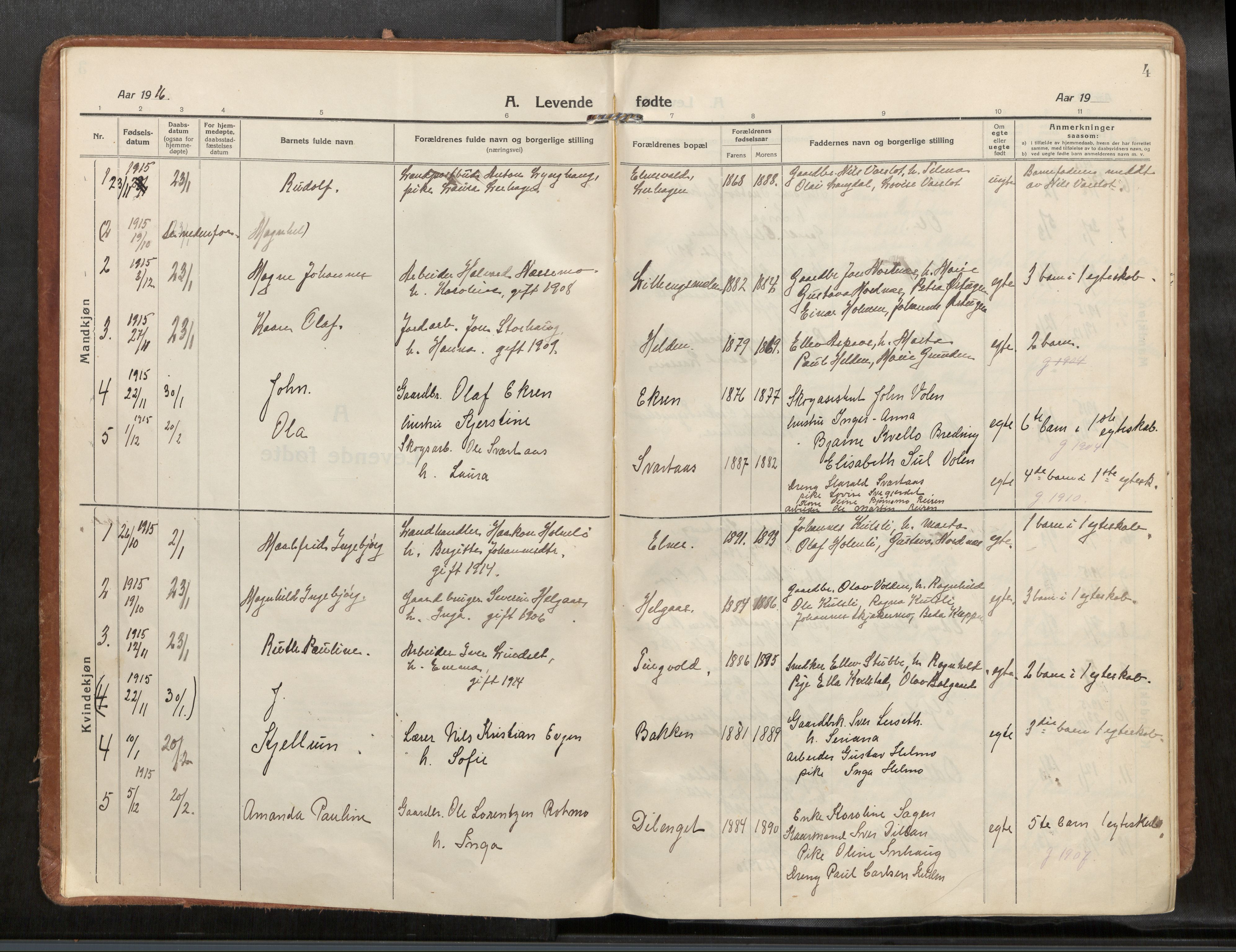 Verdal sokneprestkontor, AV/SAT-A-1156/2/H/Haa/L0004: Parish register (official) no. 4, 1916-1928, p. 4