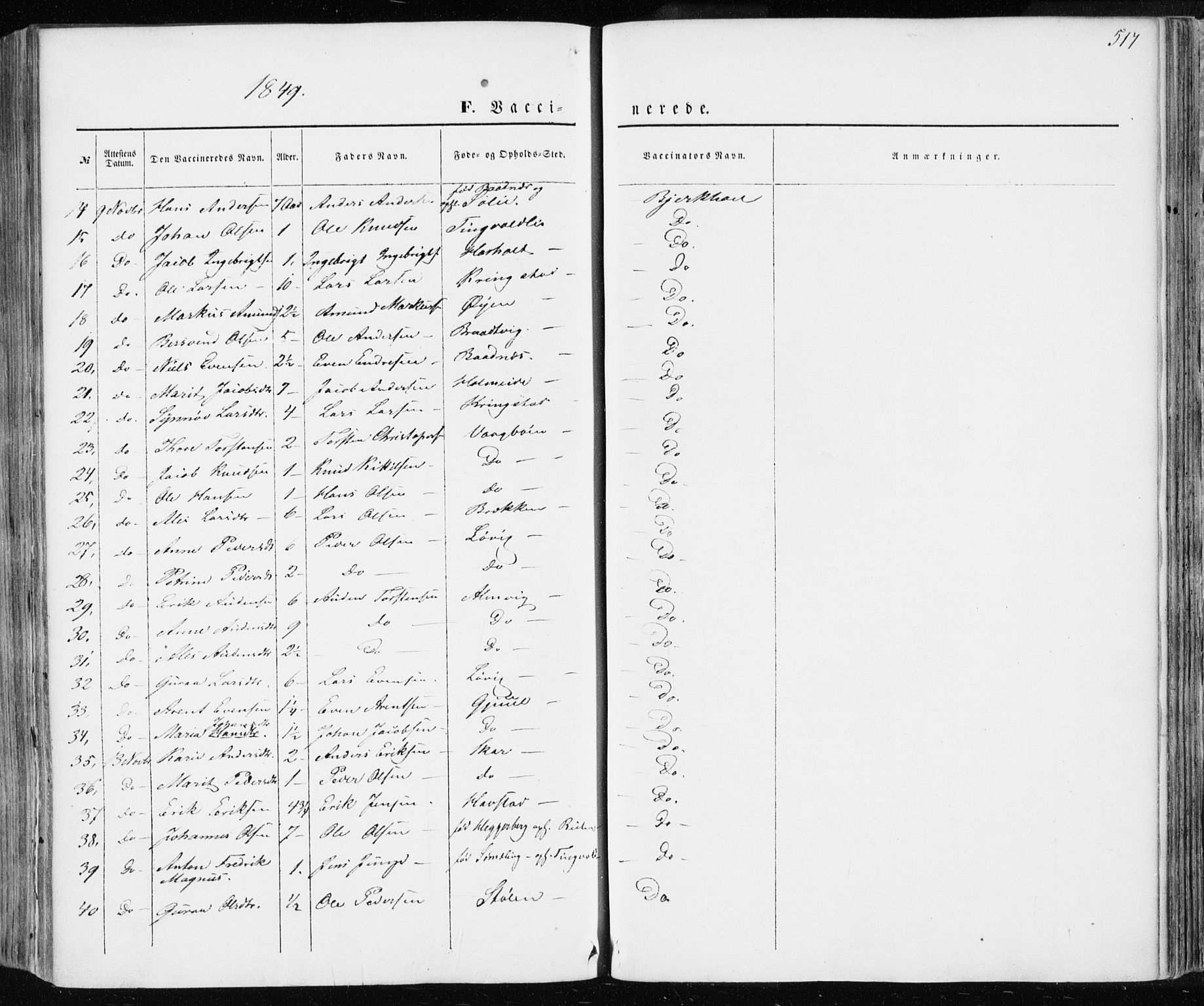 Ministerialprotokoller, klokkerbøker og fødselsregistre - Møre og Romsdal, AV/SAT-A-1454/586/L0984: Parish register (official) no. 586A10, 1844-1856, p. 517