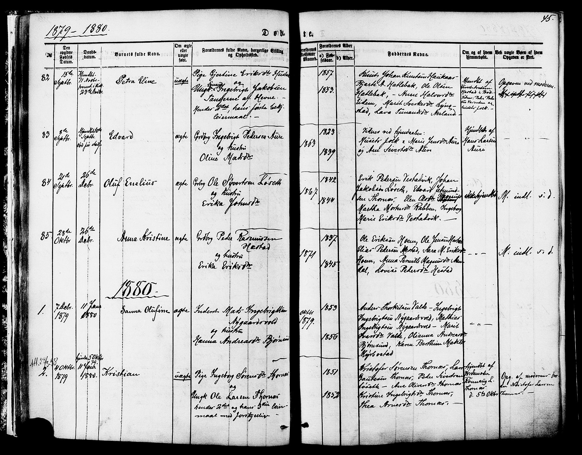 Ministerialprotokoller, klokkerbøker og fødselsregistre - Møre og Romsdal, SAT/A-1454/565/L0749: Parish register (official) no. 565A03, 1871-1886, p. 45