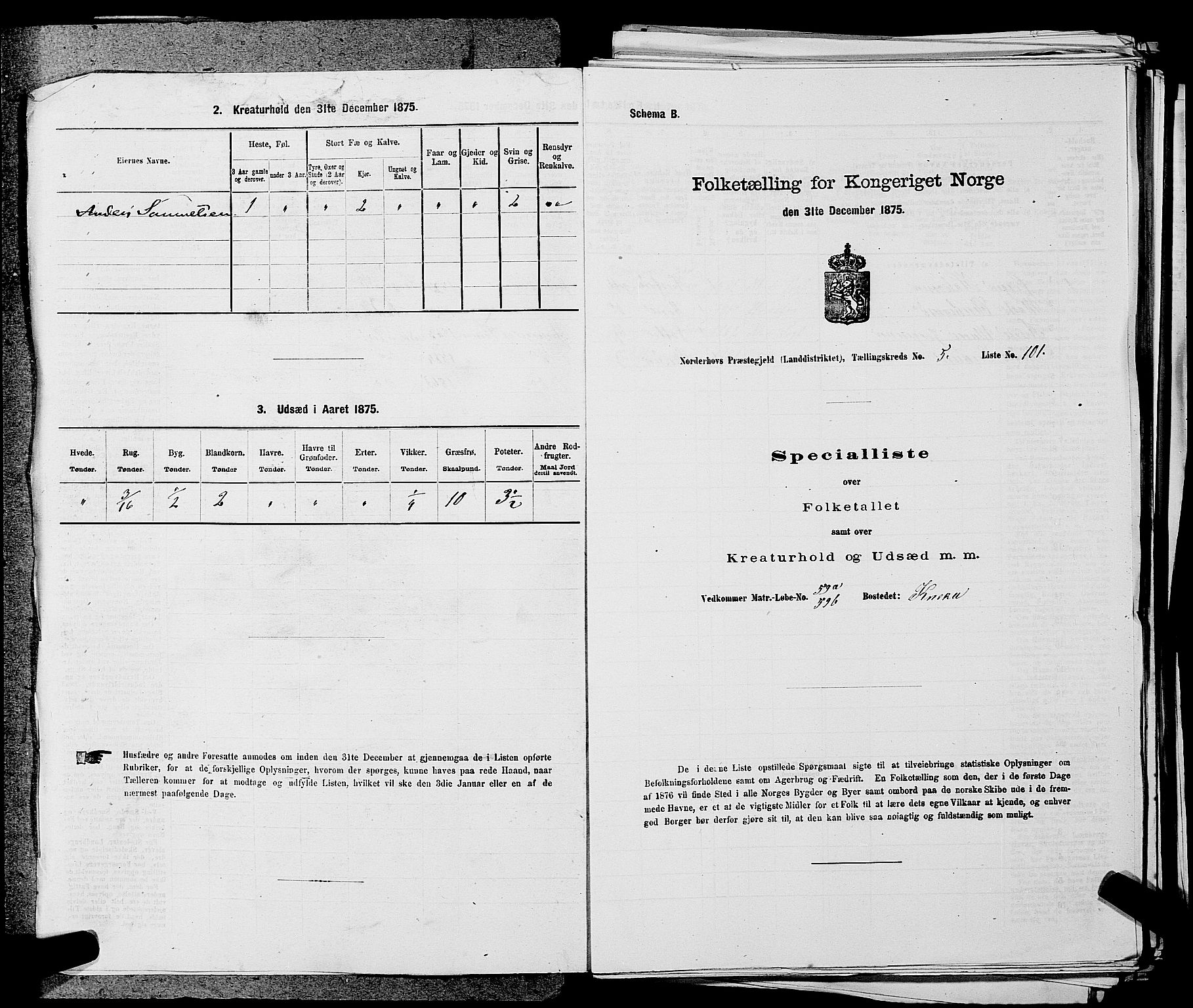 SAKO, 1875 census for 0613L Norderhov/Norderhov, Haug og Lunder, 1875, p. 753