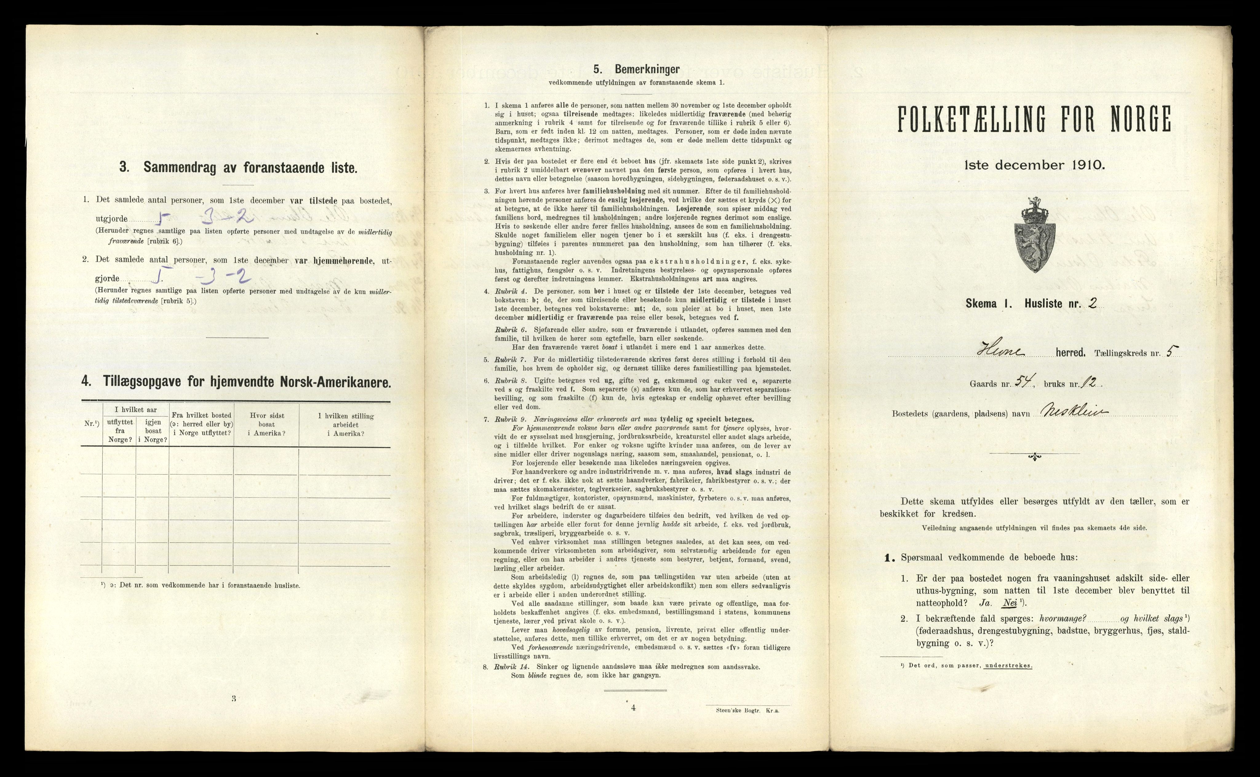 RA, 1910 census for Hemne, 1910, p. 599