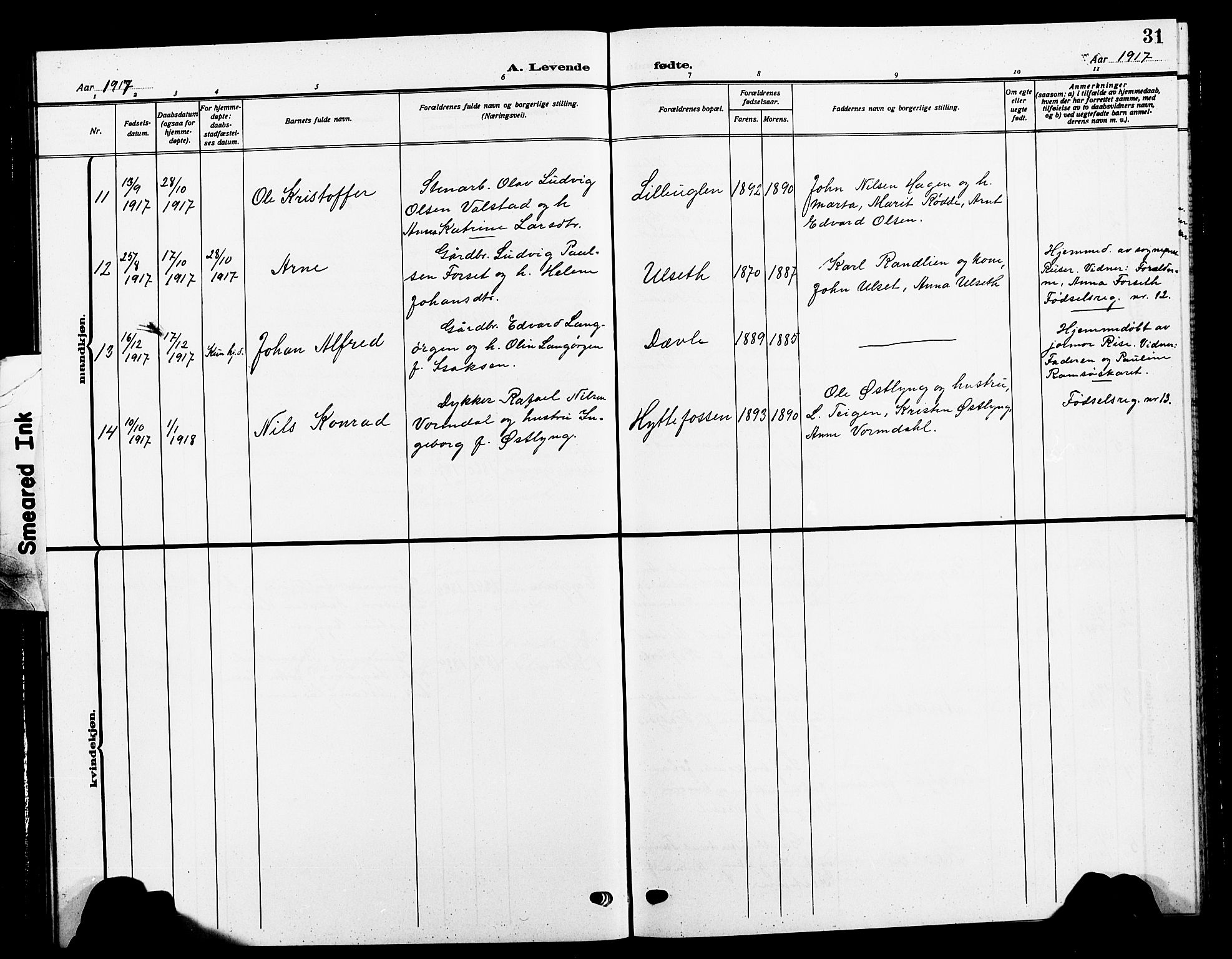 Ministerialprotokoller, klokkerbøker og fødselsregistre - Sør-Trøndelag, SAT/A-1456/618/L0453: Parish register (copy) no. 618C04, 1907-1925, p. 31