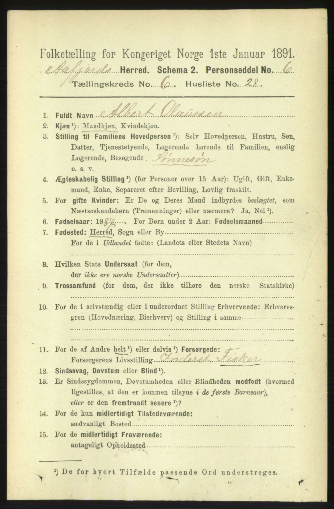 RA, 1891 census for 1630 Åfjord, 1891, p. 1649