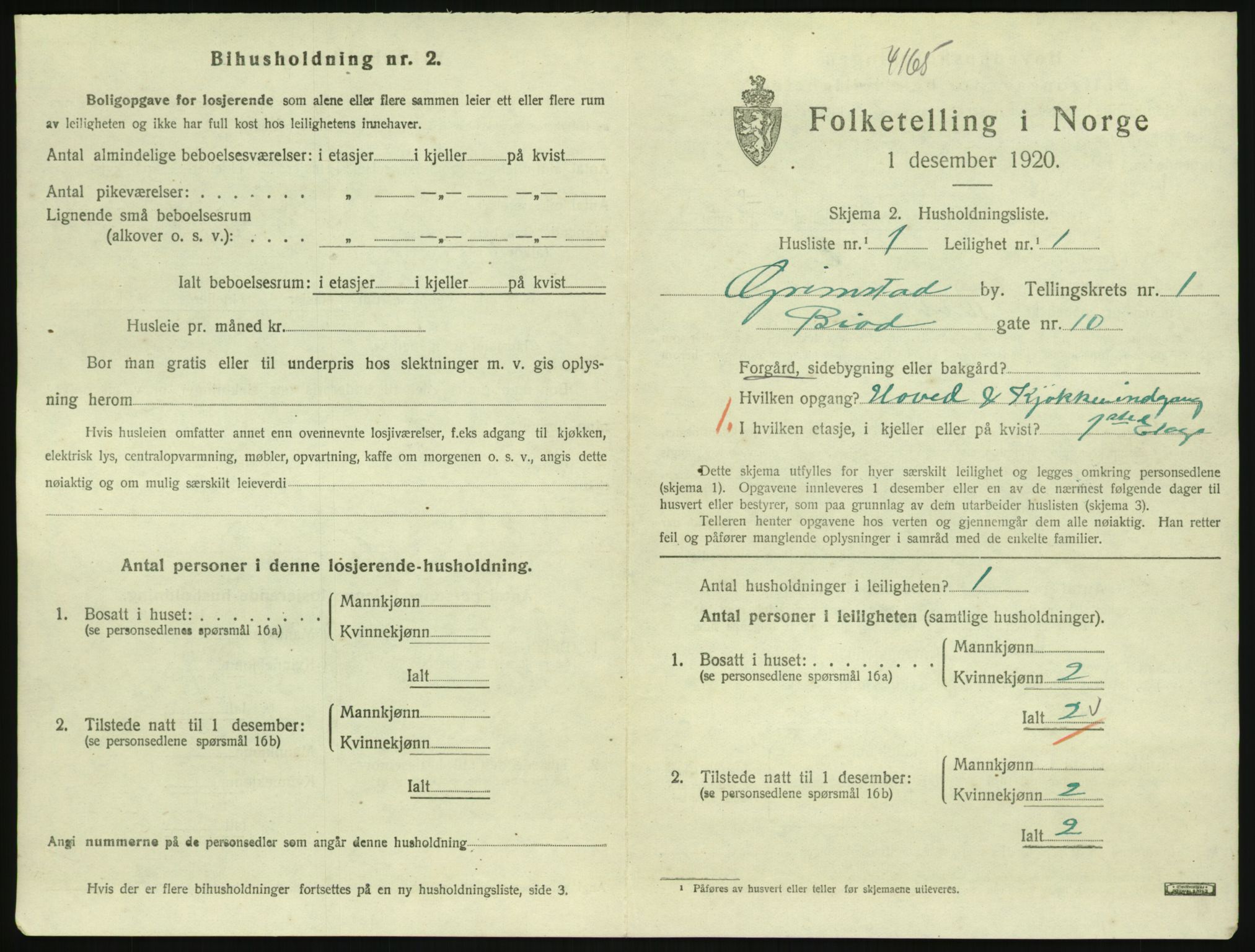 SAK, 1920 census for Grimstad, 1920, p. 973